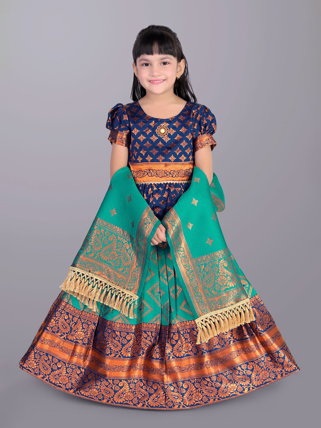 

BAESD Girls Ready to Wear Lehenga & Blouse With Dupatta, Green