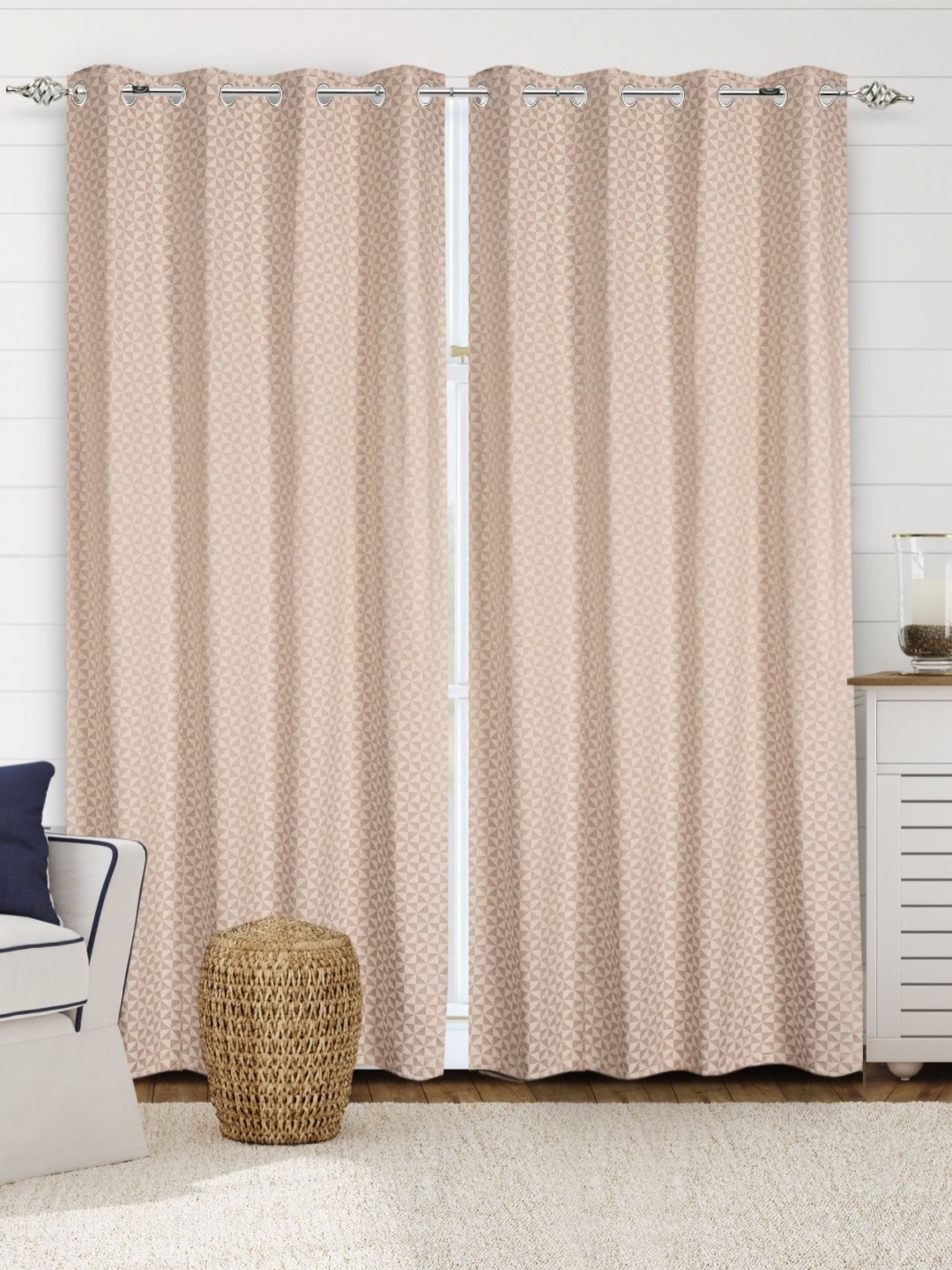 

Saral Home Beige & Brown 2 Pieces Geometric Black Out Cotton Door Curtain