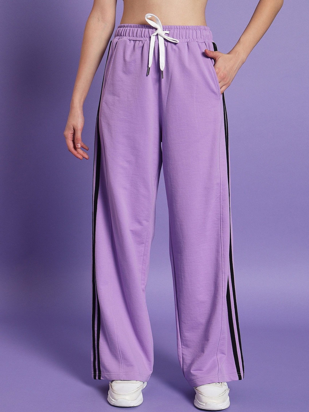 

Dogman Women Relaxed-Fit Mid-Rise Wide Leg Sports Track Pant, Lavender