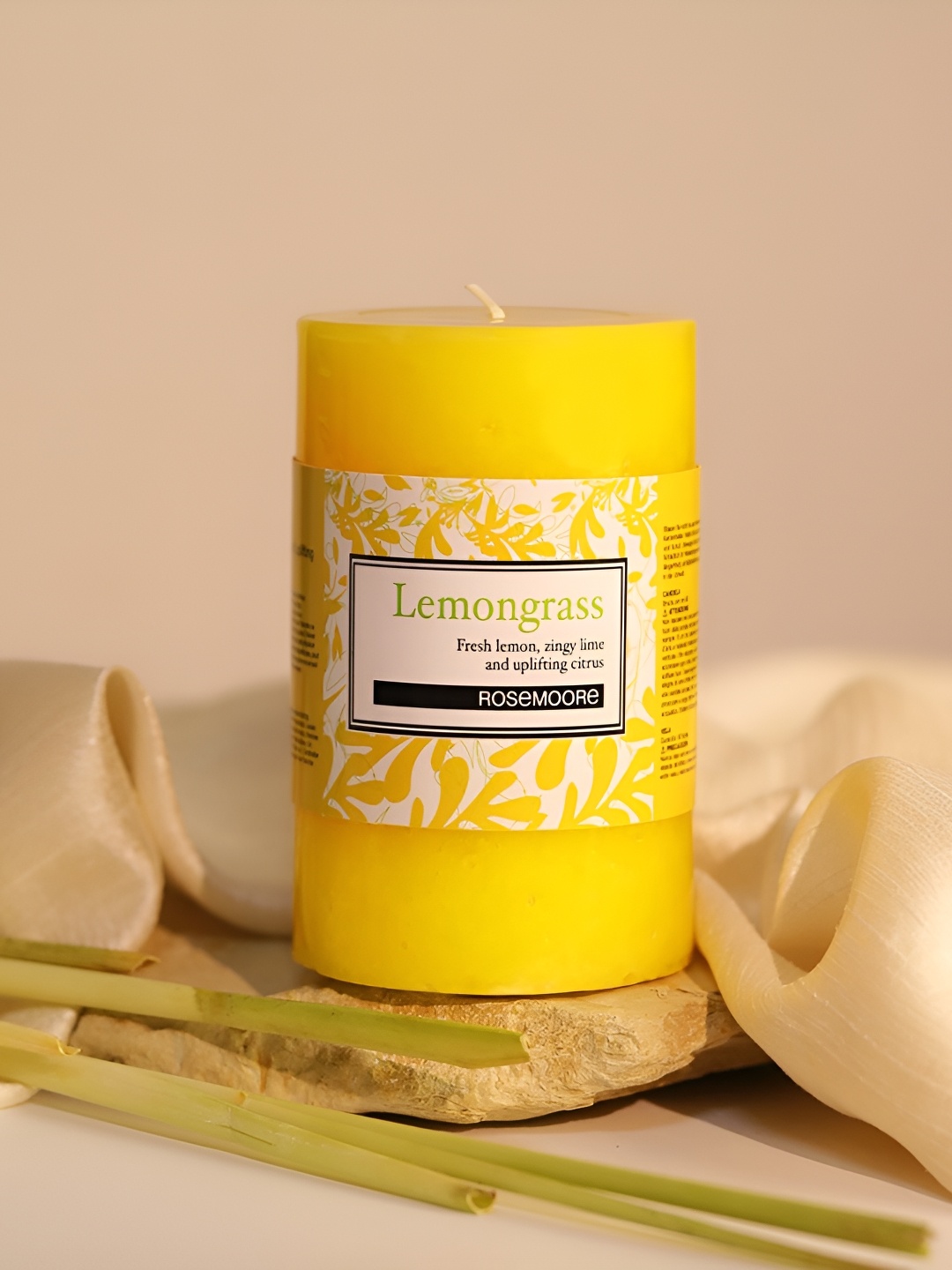 

ROSEMOORe Yellow Lemongrass Scented Pillar Candle