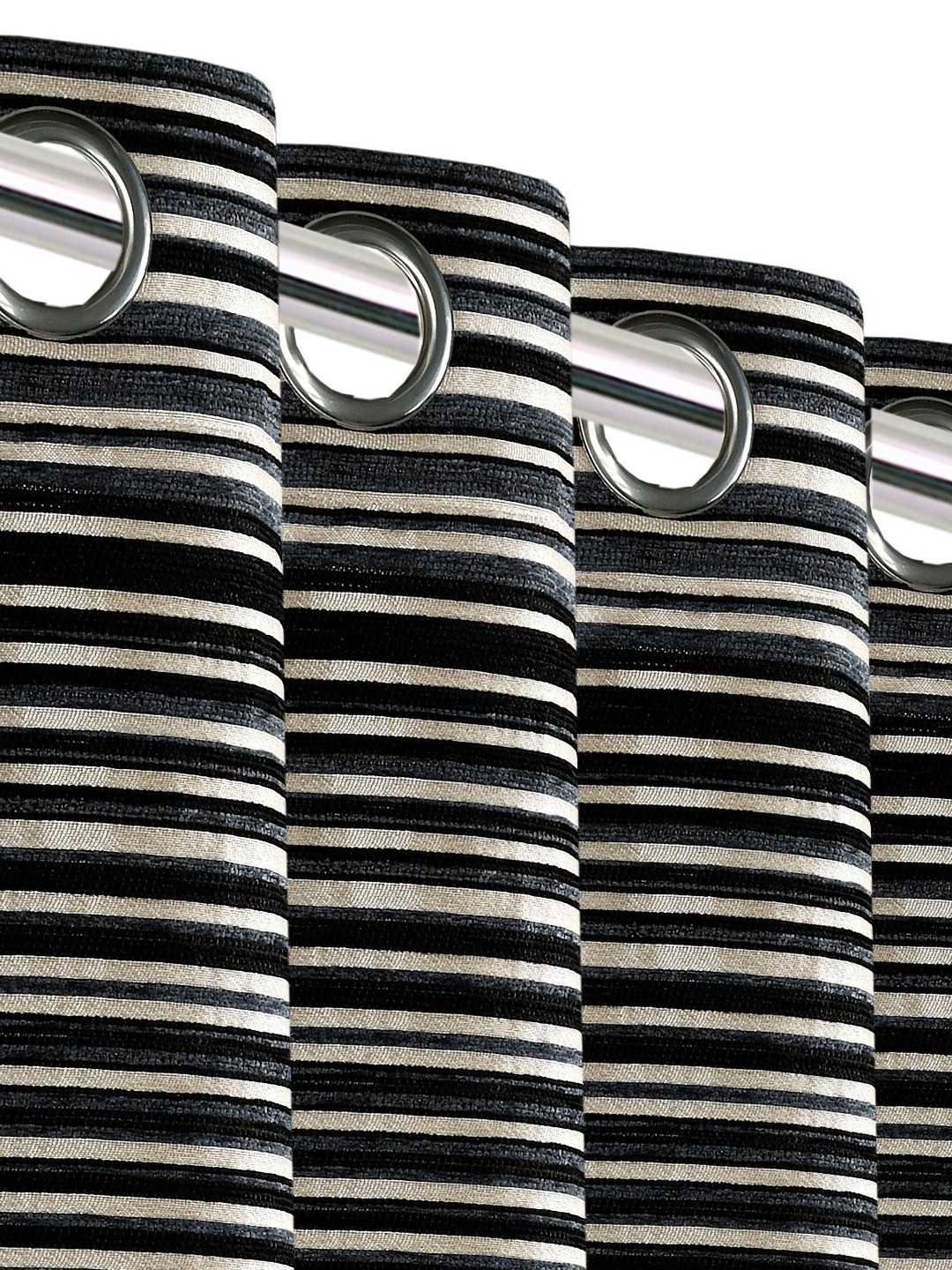 

Saral Home Grey & White Striped Black Out Window Curtain