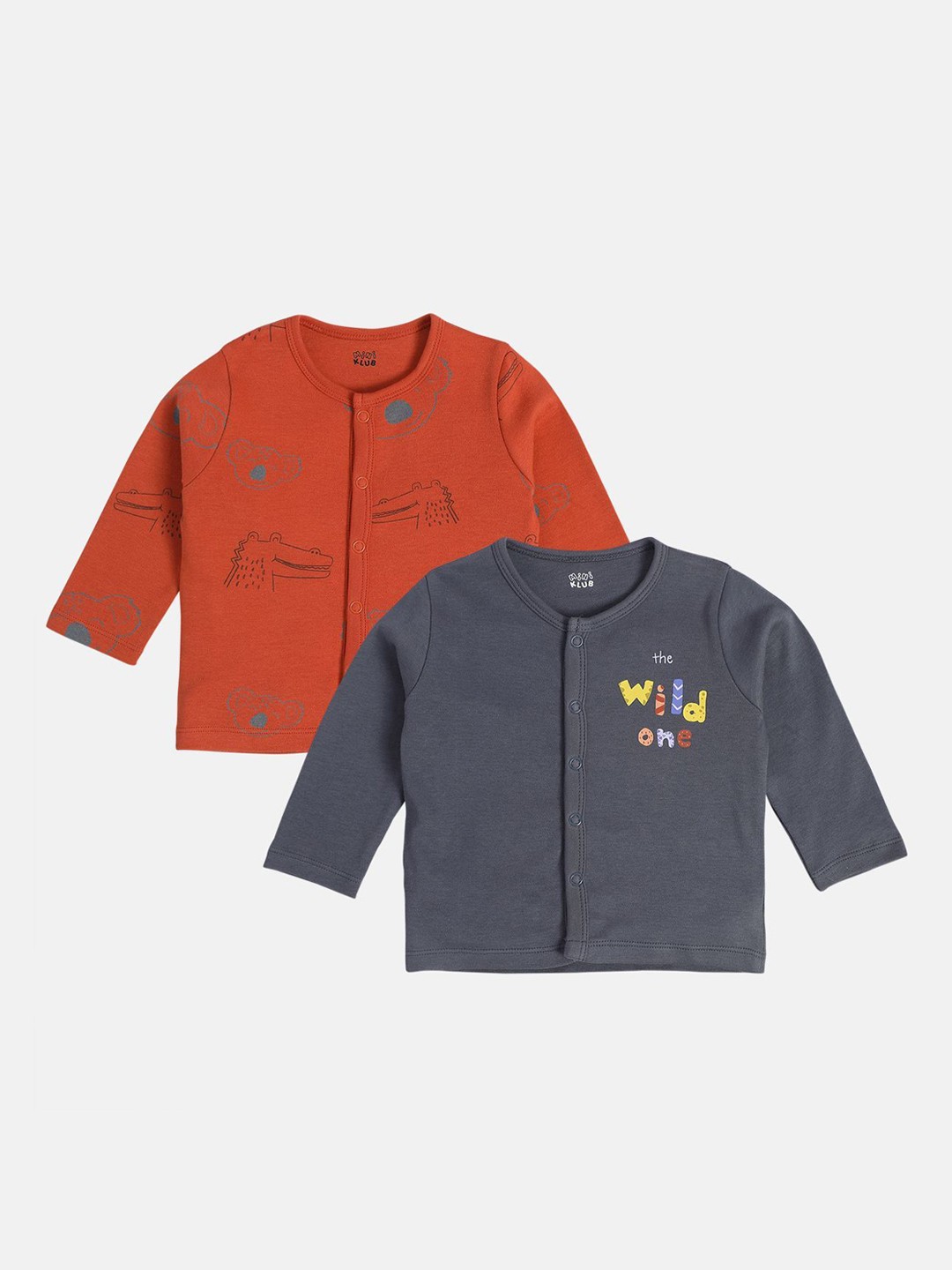 

MINI KLUB Infant Boys Printed Pack Of 2 Printed Cotton Jhablas Tshirt, Maroon