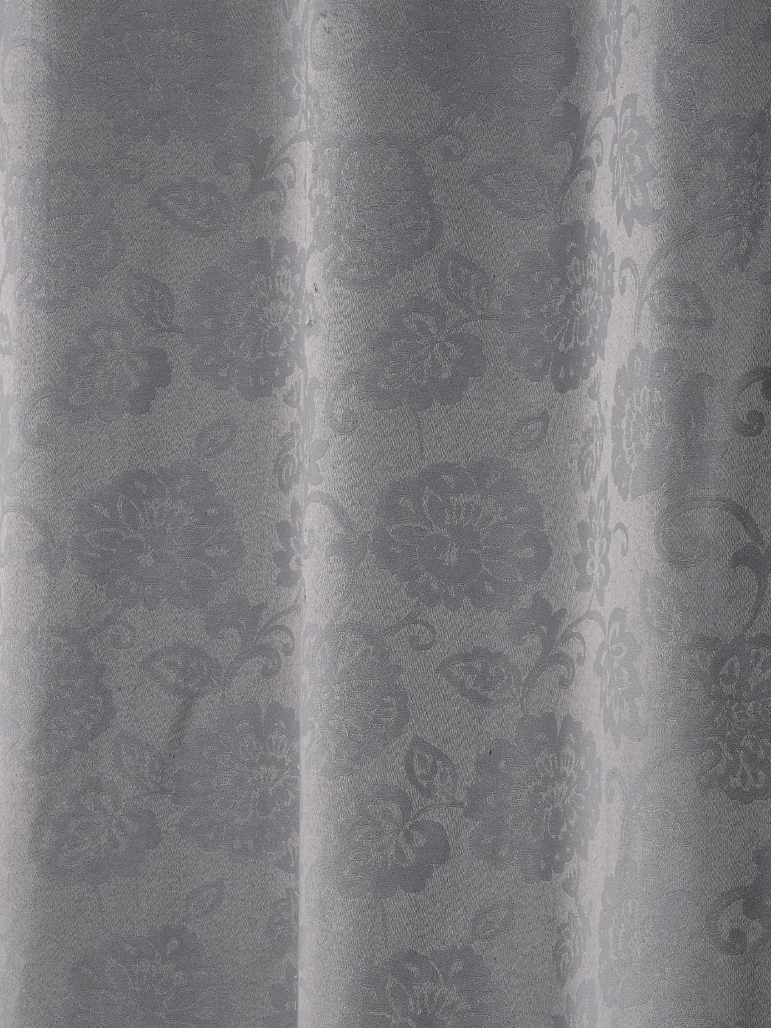 

Saral Home Grey 2 Pieces Floral Printed Room Darkening Cotton Window Curtain