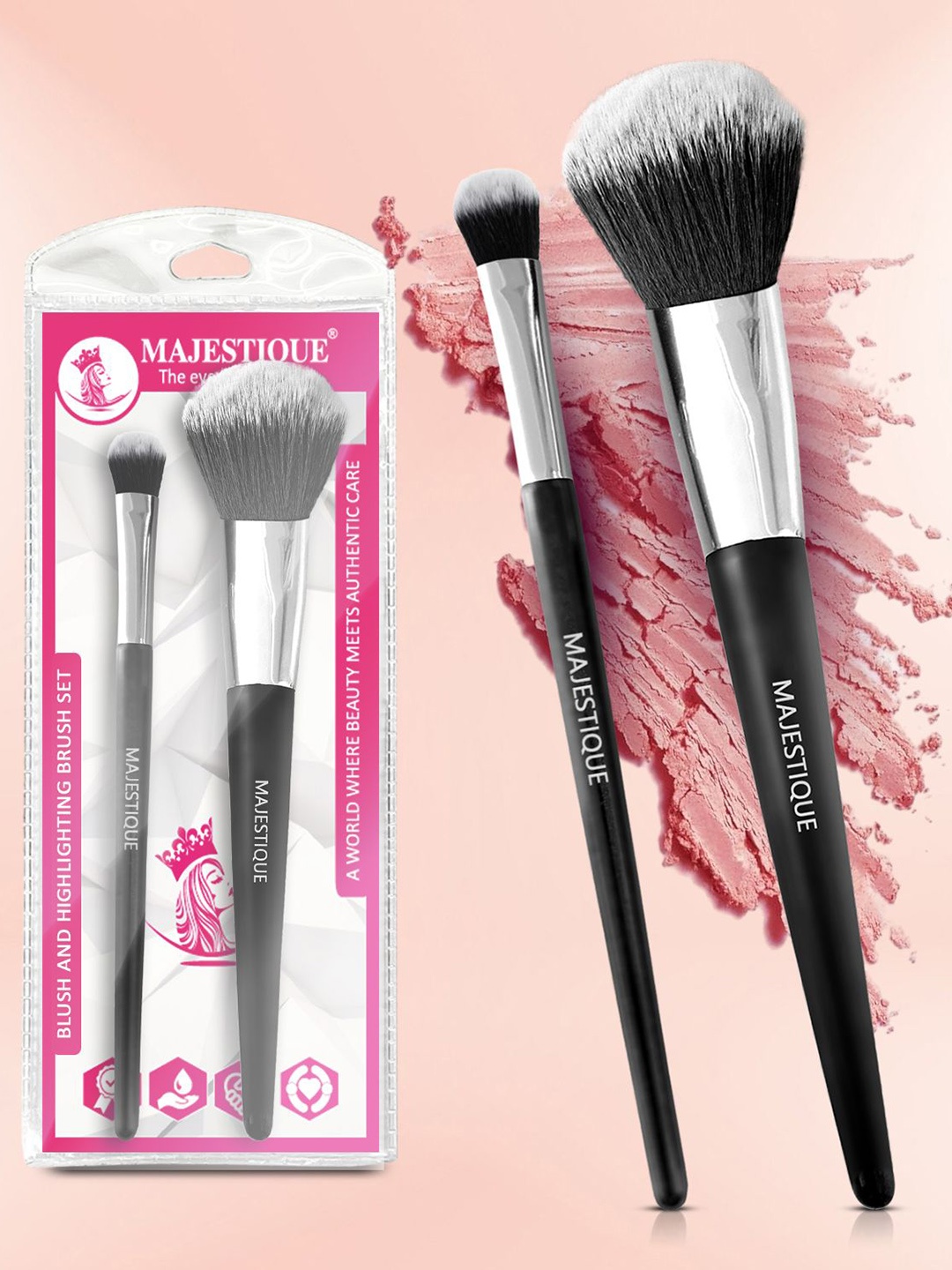 

MAJESTIQUE Set Of 2 Blush & Highlighter Brush Set, Black