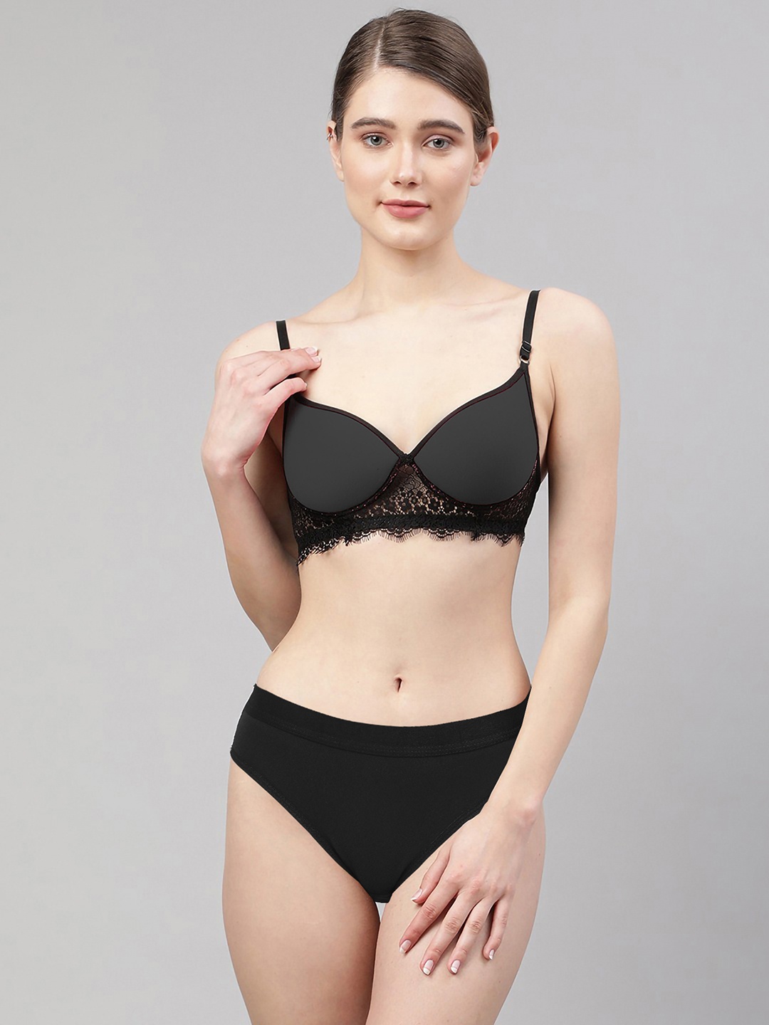 

Aamarsh Pack Of 2 Self-Design Lingerie Sets AD_A_Cupri Set2, Black