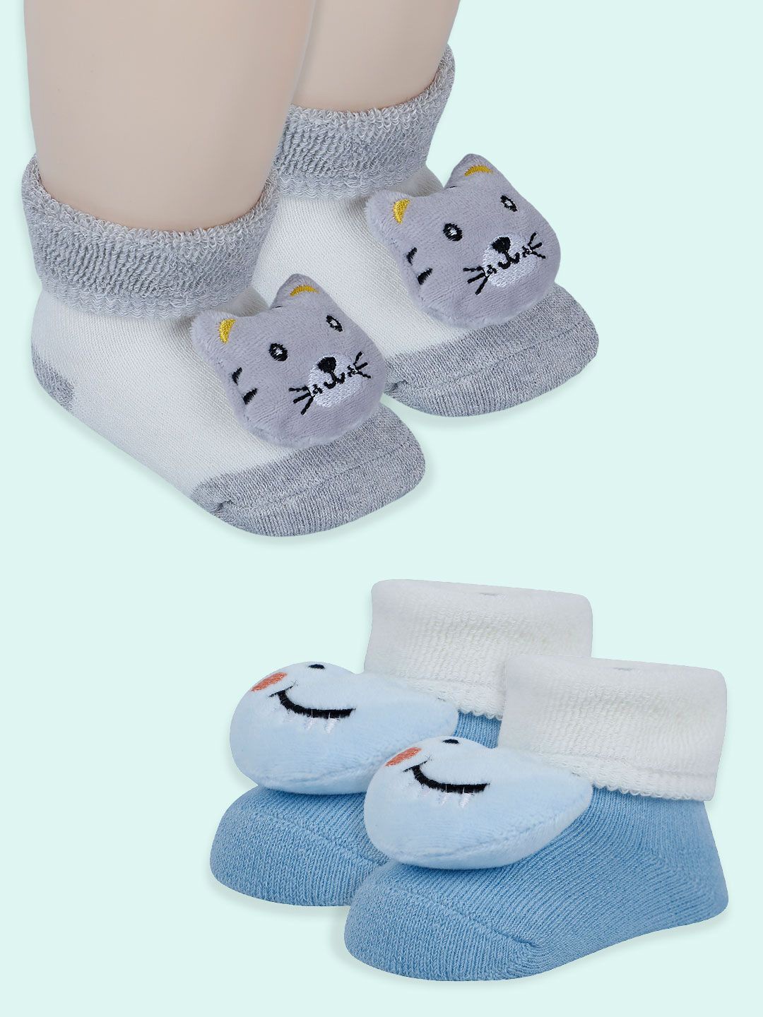 

Baby Moo Unisex Kids Cotton Booties, Grey