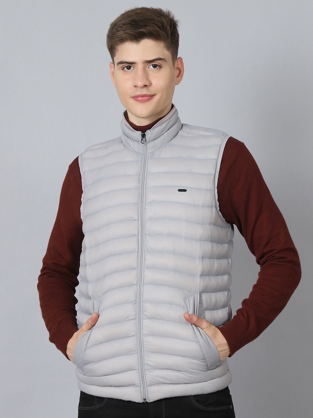 

HOUSE OF VEDAS Men Lightweight Bomber Jacket, Grey
