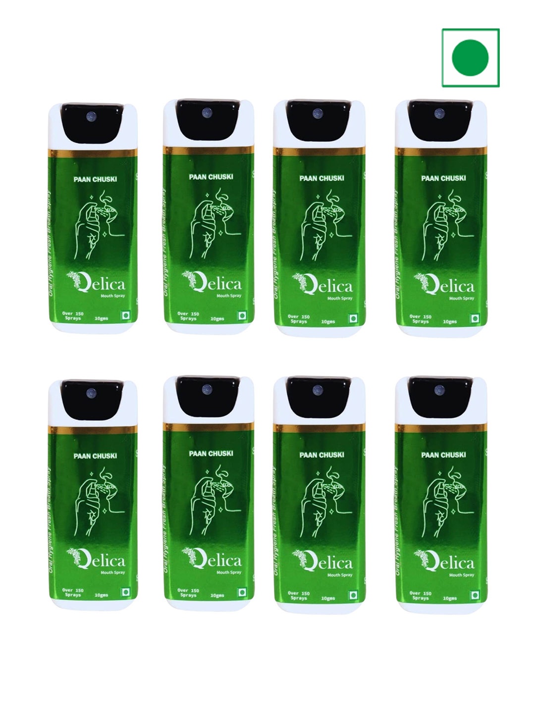 

Qelica Set Of 8 Paan Kesari Fresh Breath Spray-10g Each, Green