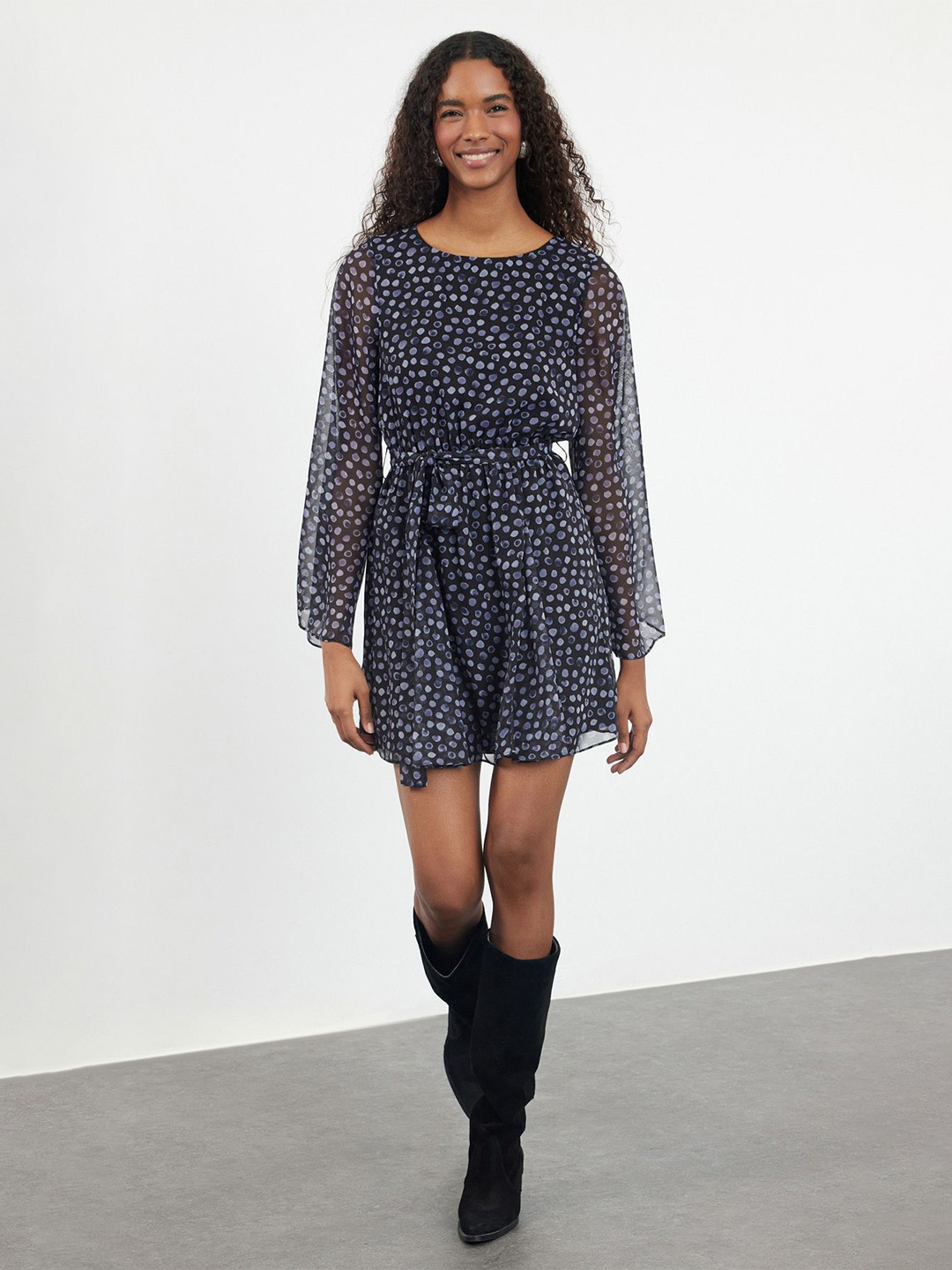 

Trendyol Polka Dot Print Fit & Flare Dress, Na