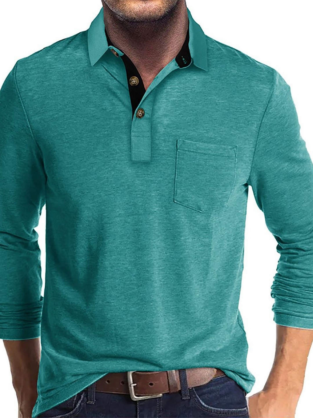 

StyleCast x Revolte Men Solid Polo Collar Cotton T-shirt, Green