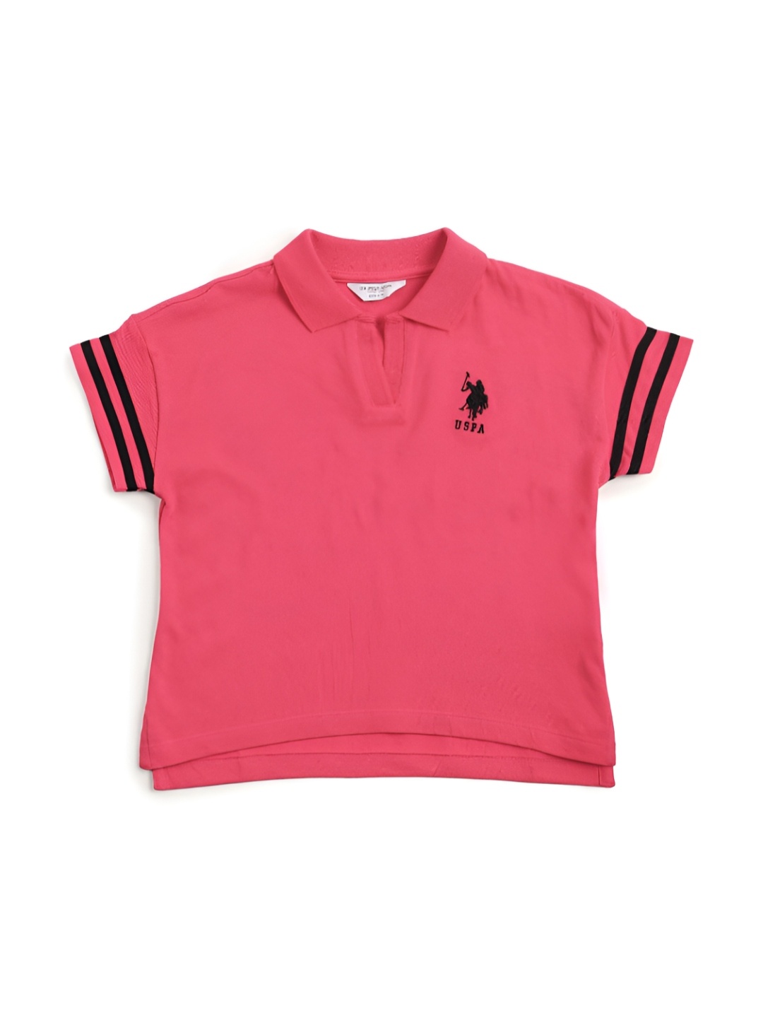 

U.S. Polo Assn. Kids Girls Polo Collar T-shirt, Pink