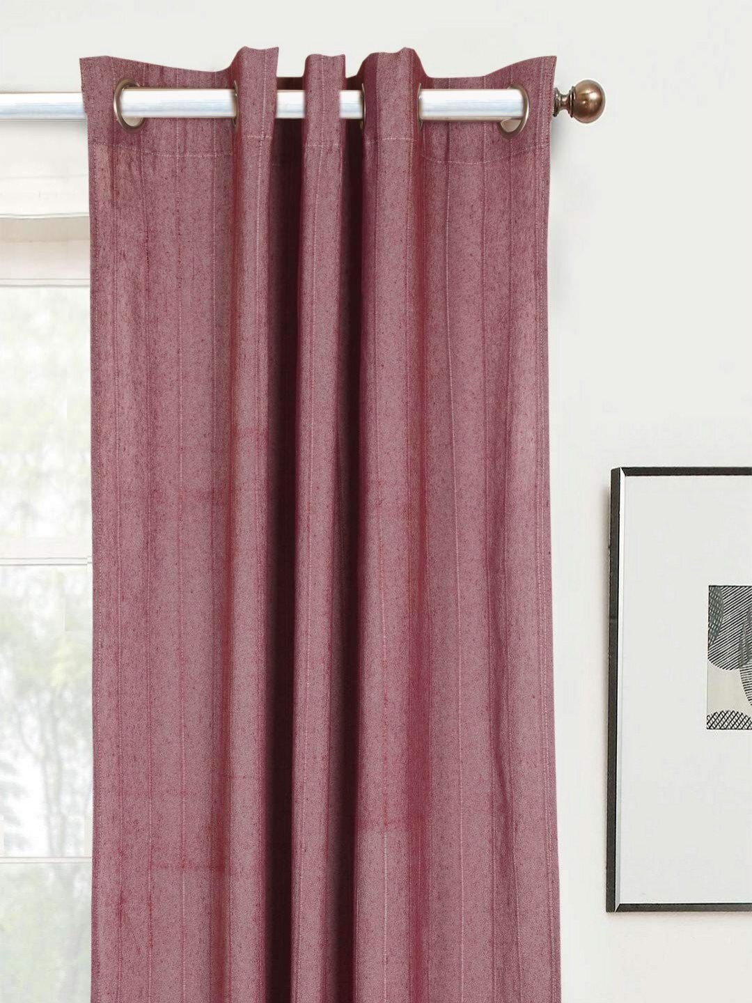 

Saral Home Maroon 2 Pieces Striped Room Darkening Cotton Window Curtain