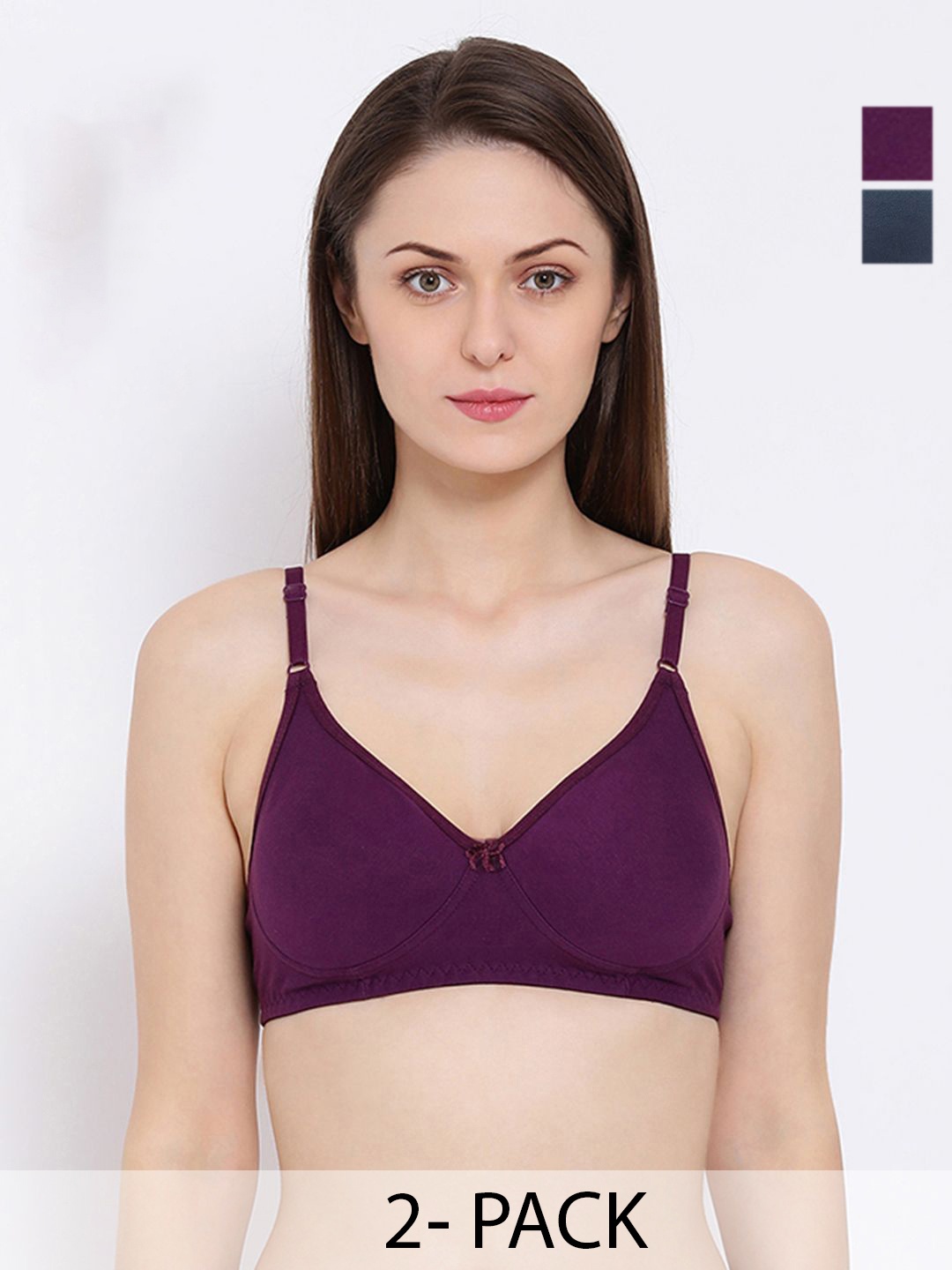 

Clovia Women's Pack of 2 Non-Padded Full Coverage T-Shirt Bra, Purple