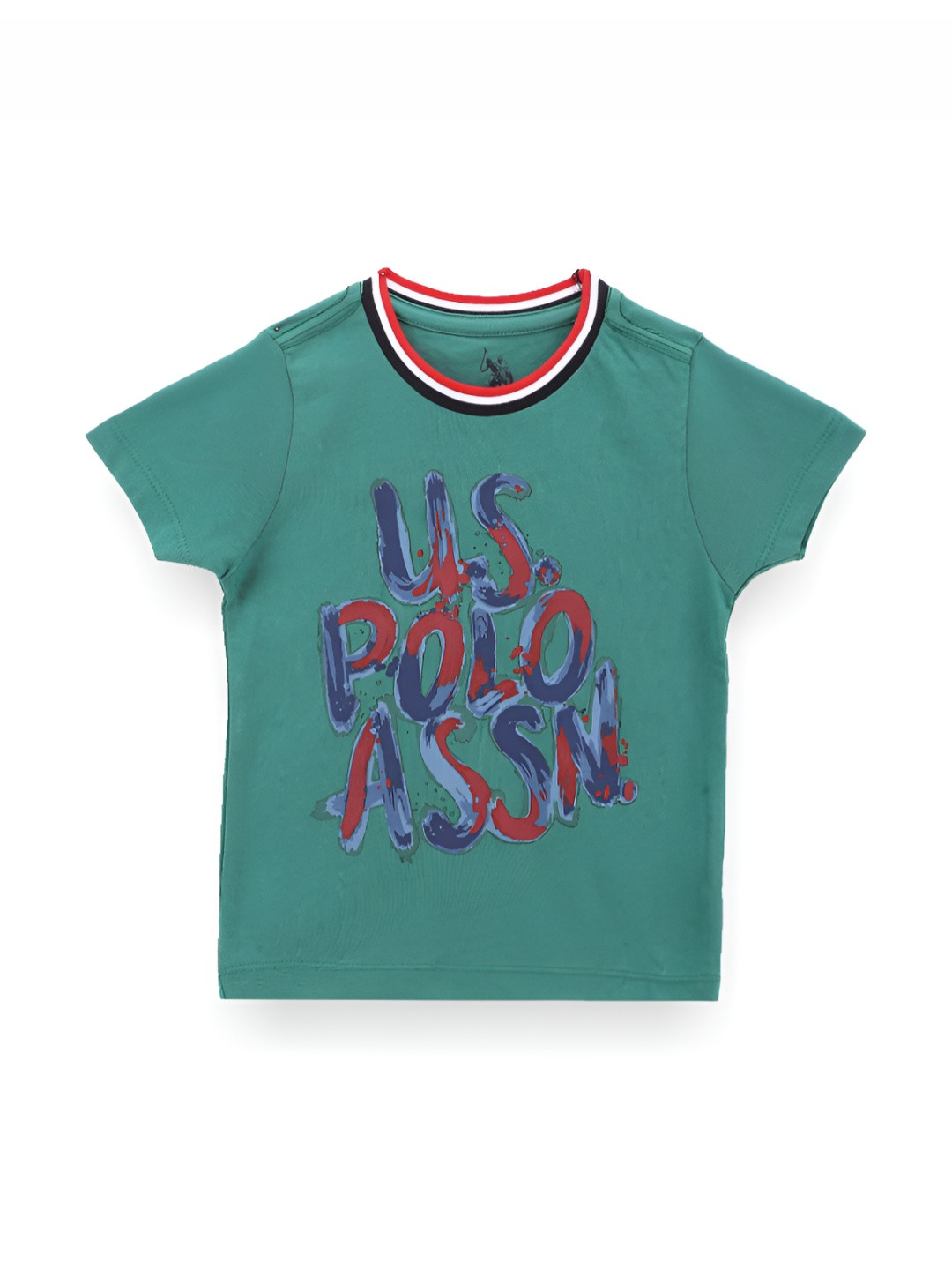 

U.S. Polo Assn. Kids Boys Typography Printed Round Neck Cotton T-shirt, Green