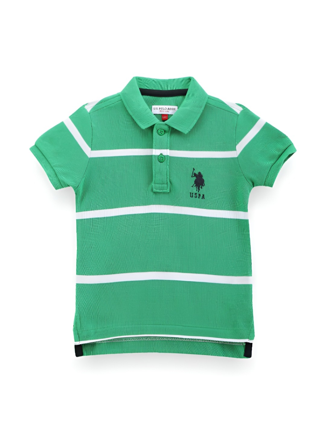 

U.S. Polo Assn. Kids Boys Striped Polo Collar Cotton T-shirt, Green