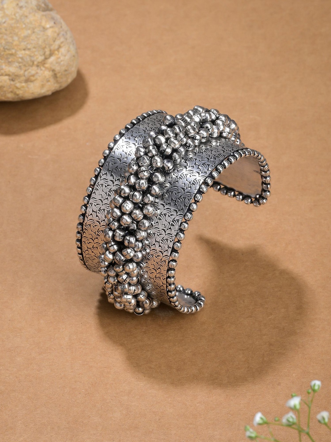 

Designbox Women Oxidised Cuff Bracelet, Silver
