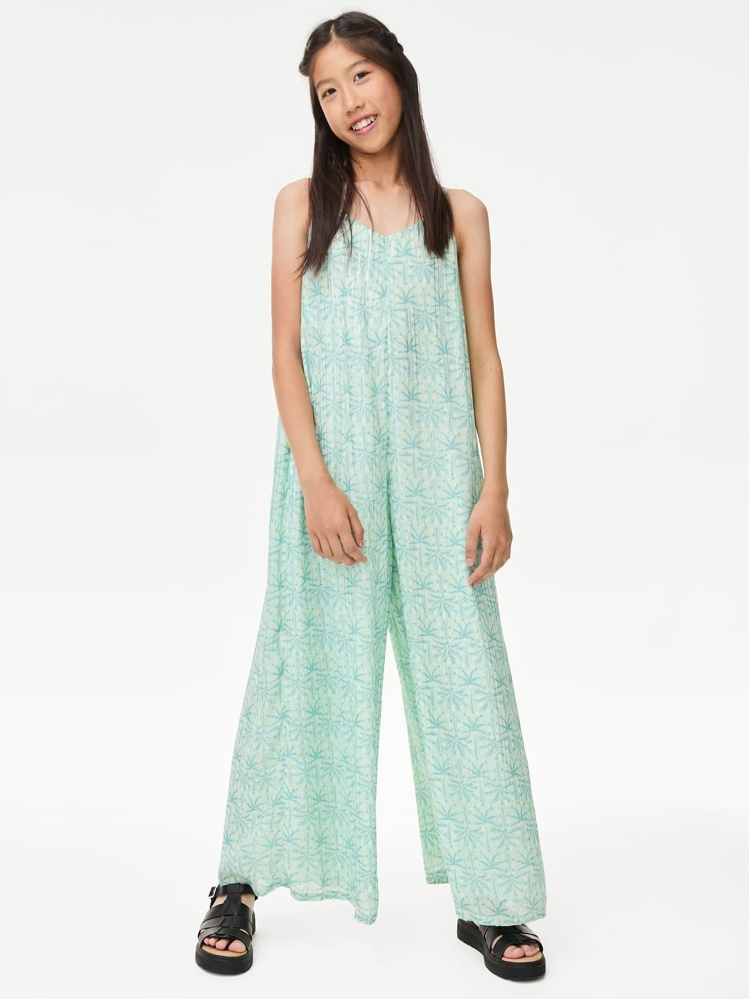 

Marks & Spencer Girls Printed Basic Jumpsuit, Green