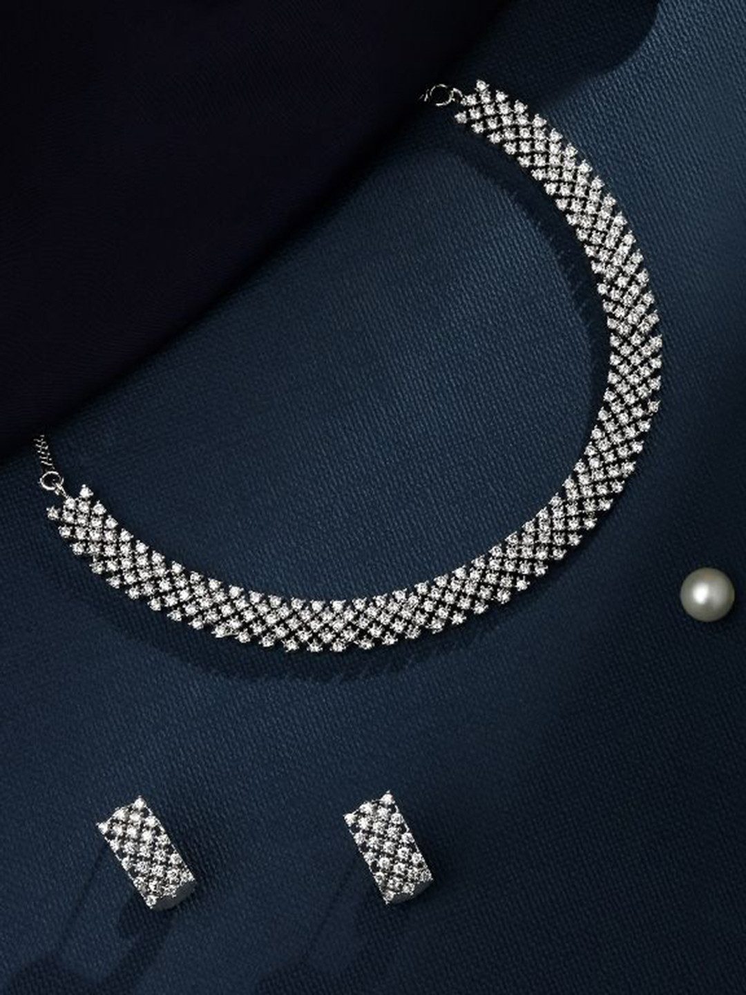 

Cierra Silver-Plated AD Stone- Studded Necklace &Earrings