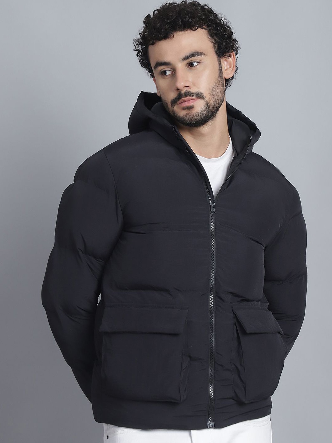 

HOUSE OF VEDAS Men Lightweight Quilted Jacket, Black