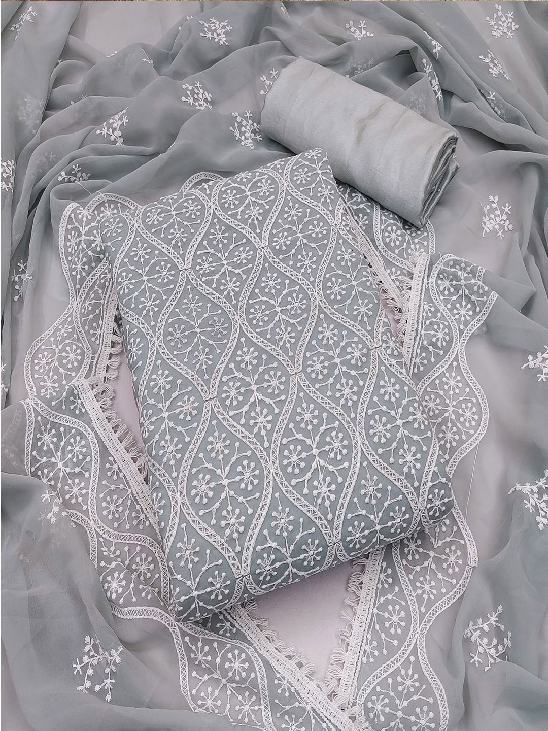 

MISS VERVE Unstitched Dress Material, Grey