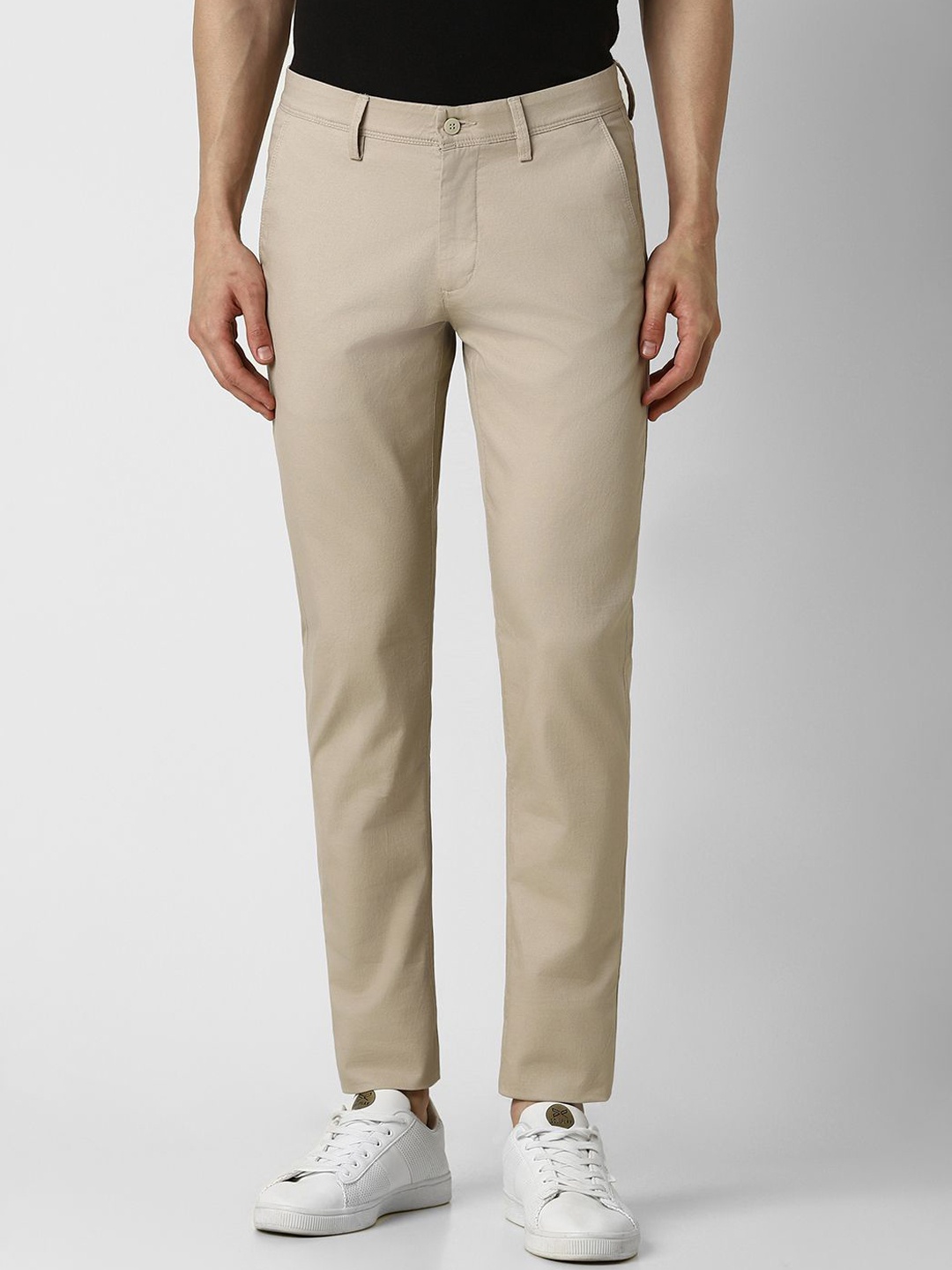 

Van Heusen Sport Men Textured Printed Slim Fit Trousers, Beige