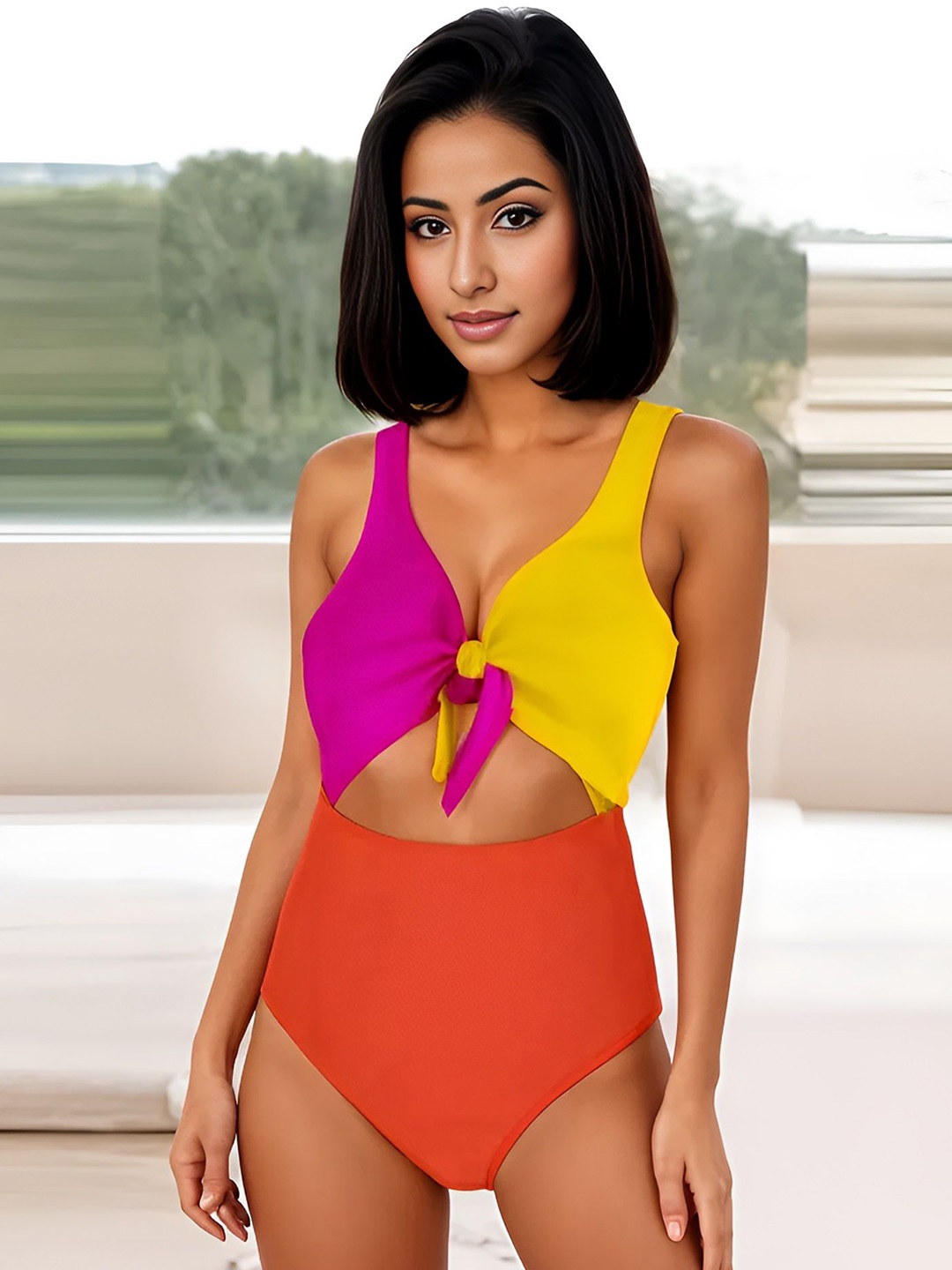 

FIESTA RESORTWEAR Colourblocked One Piece Swimsuit, Pink