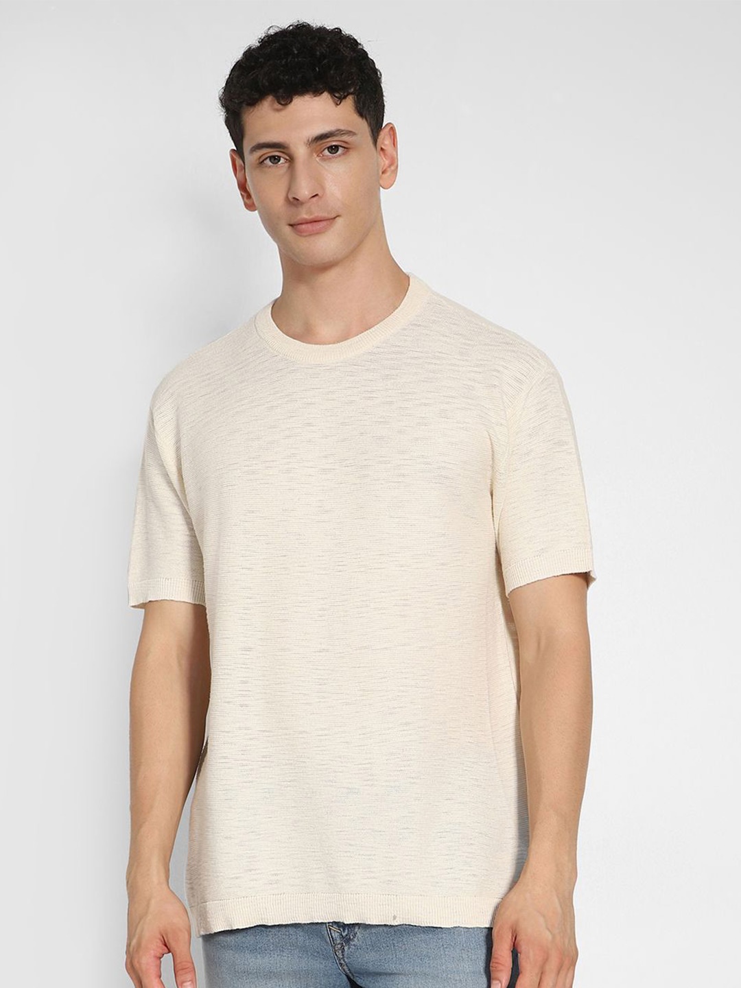 

AMERICAN EAGLE OUTFITTERS Men Cotton Short Sleeves Pullover, Beige