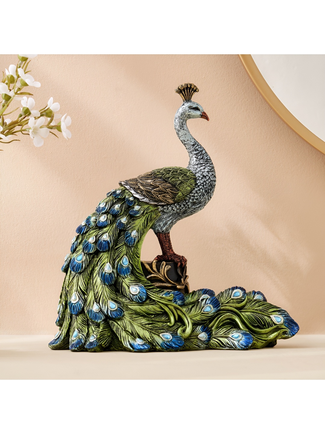 

Home Centre Mayur Rumi Green & Blue Peacock Figurine Showpiece