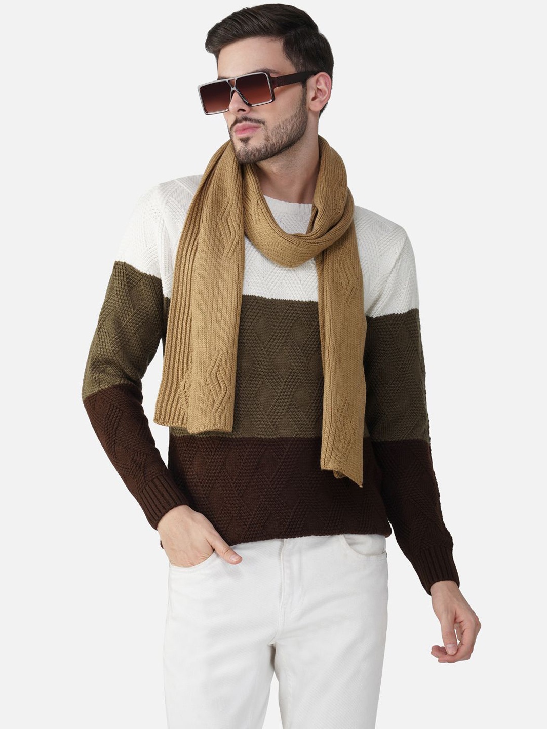 

JoE Hazel Men Acrylic Mufflers, Camel brown