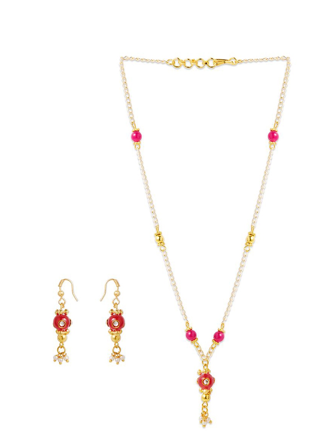 

RIBBON CANDY Gold Plated Beaded Jewellery Set, Red