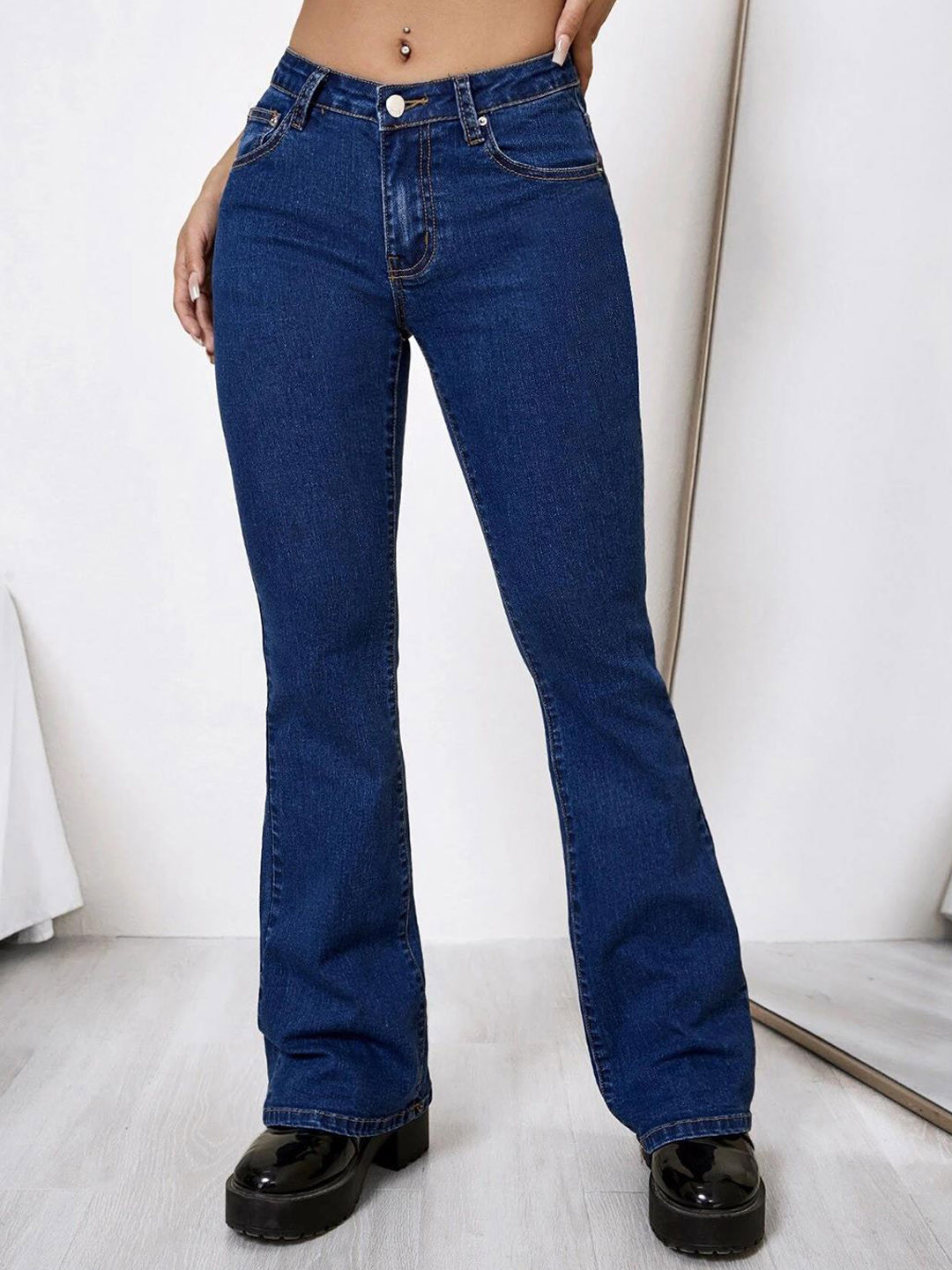

Kotty Women Bootcut Cotton High-Rise Jeans, Blue