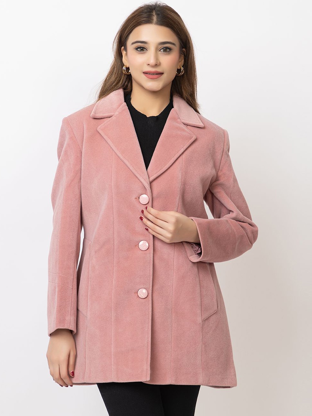 

Lady Leaf Winter Wear Tweed Led Flock Coat, Pink