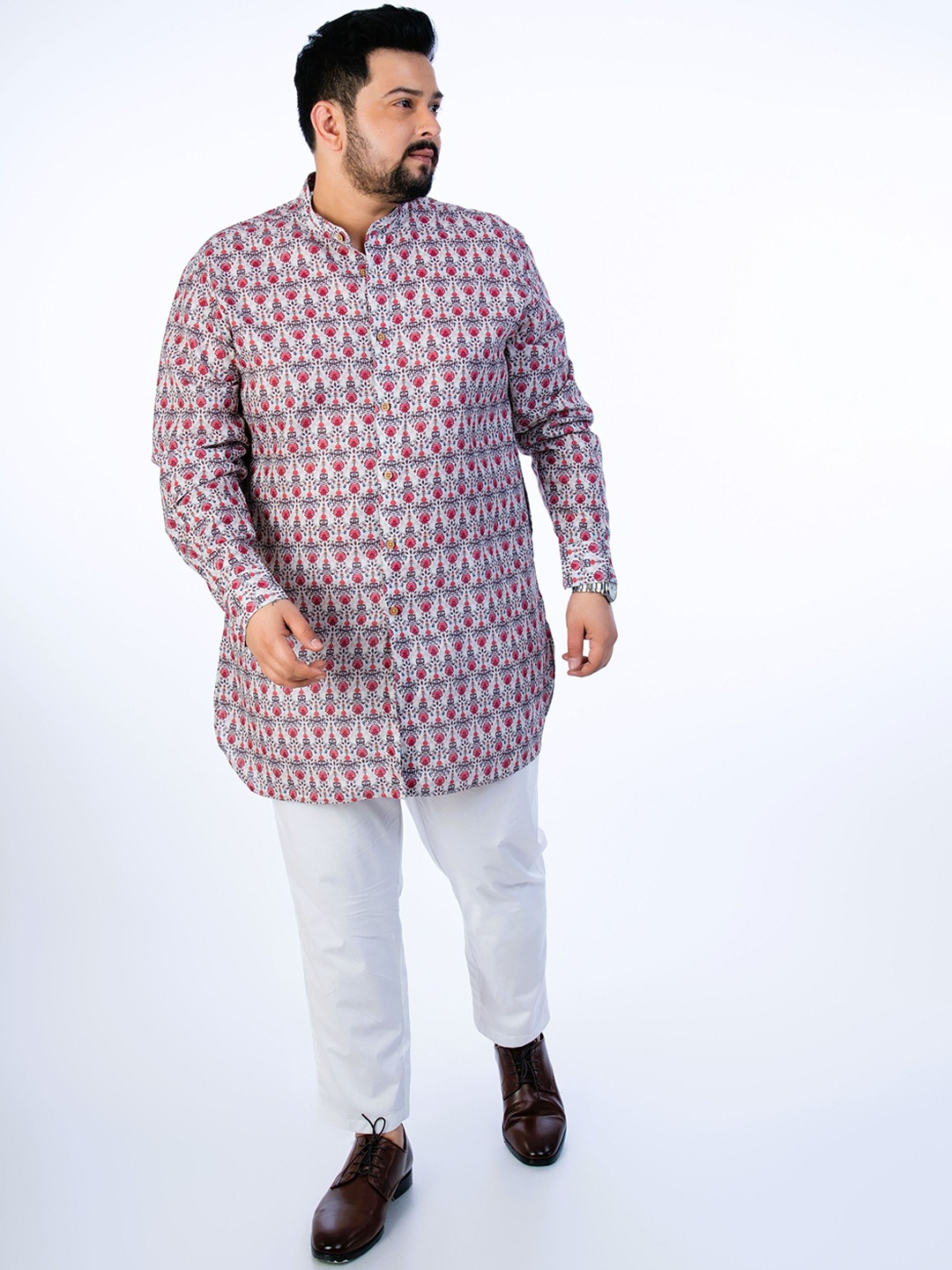 

UNSIZED Men Paisley Printed Thread Work Kurta, Off white