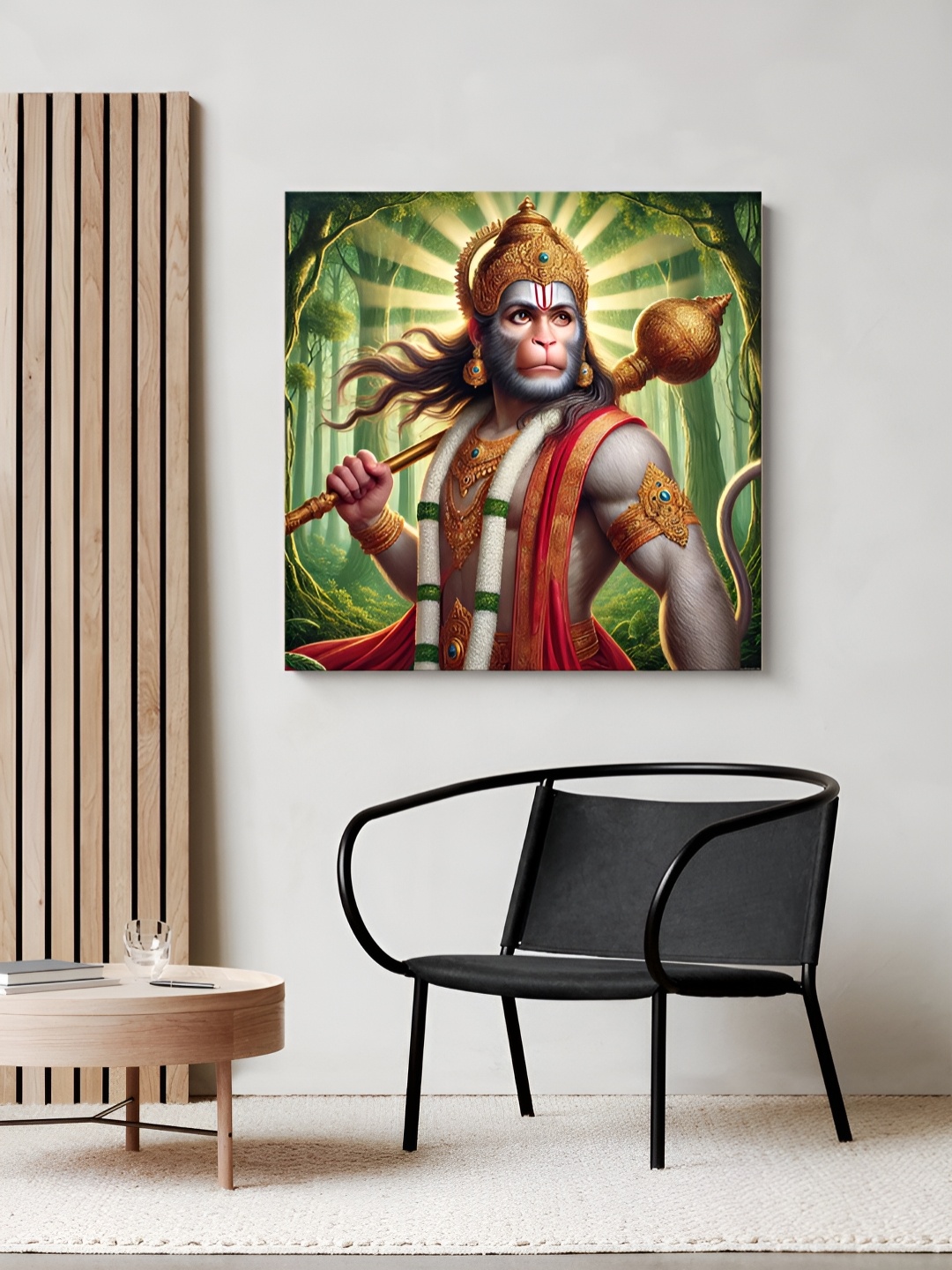 

999Store Green & Red Lord Hanuman Canvas Wall Art