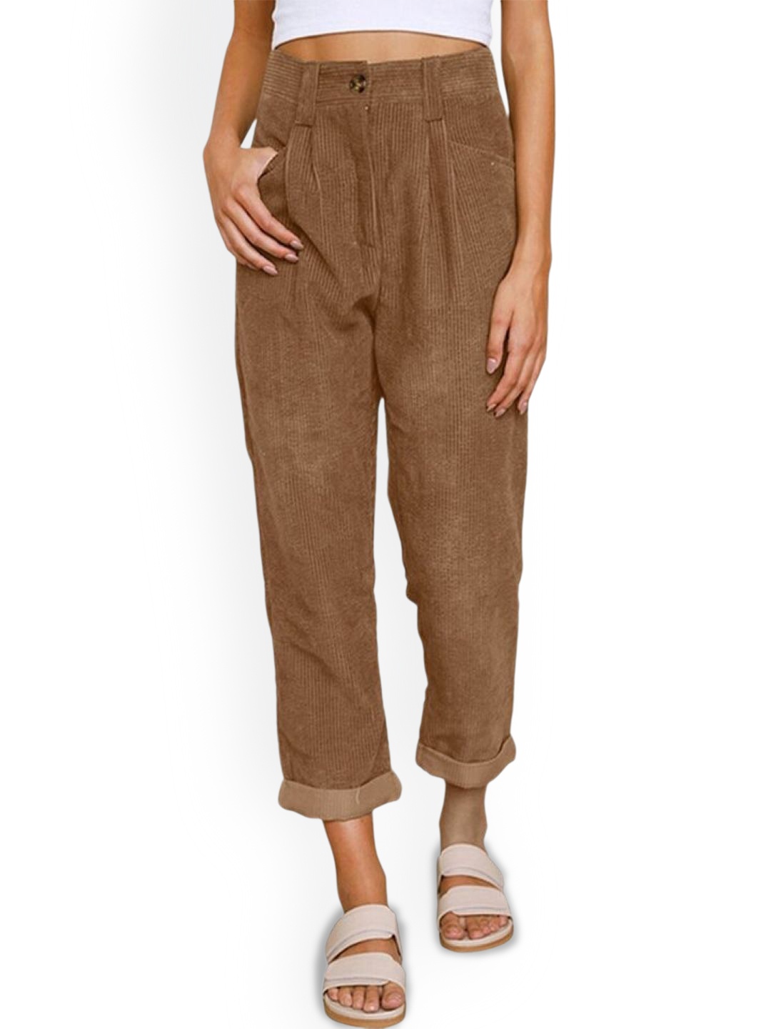 

KPOP Women Solid Original Trousers, Brown