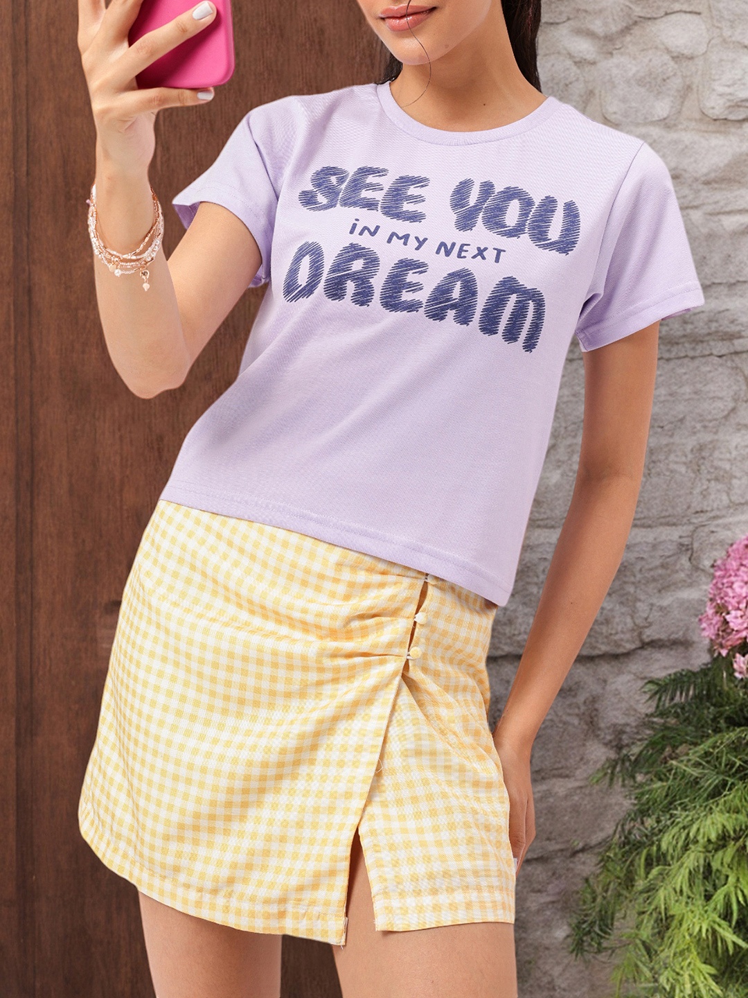 

DressBerry Dreamy Delight Printed T-shirt, Lavender