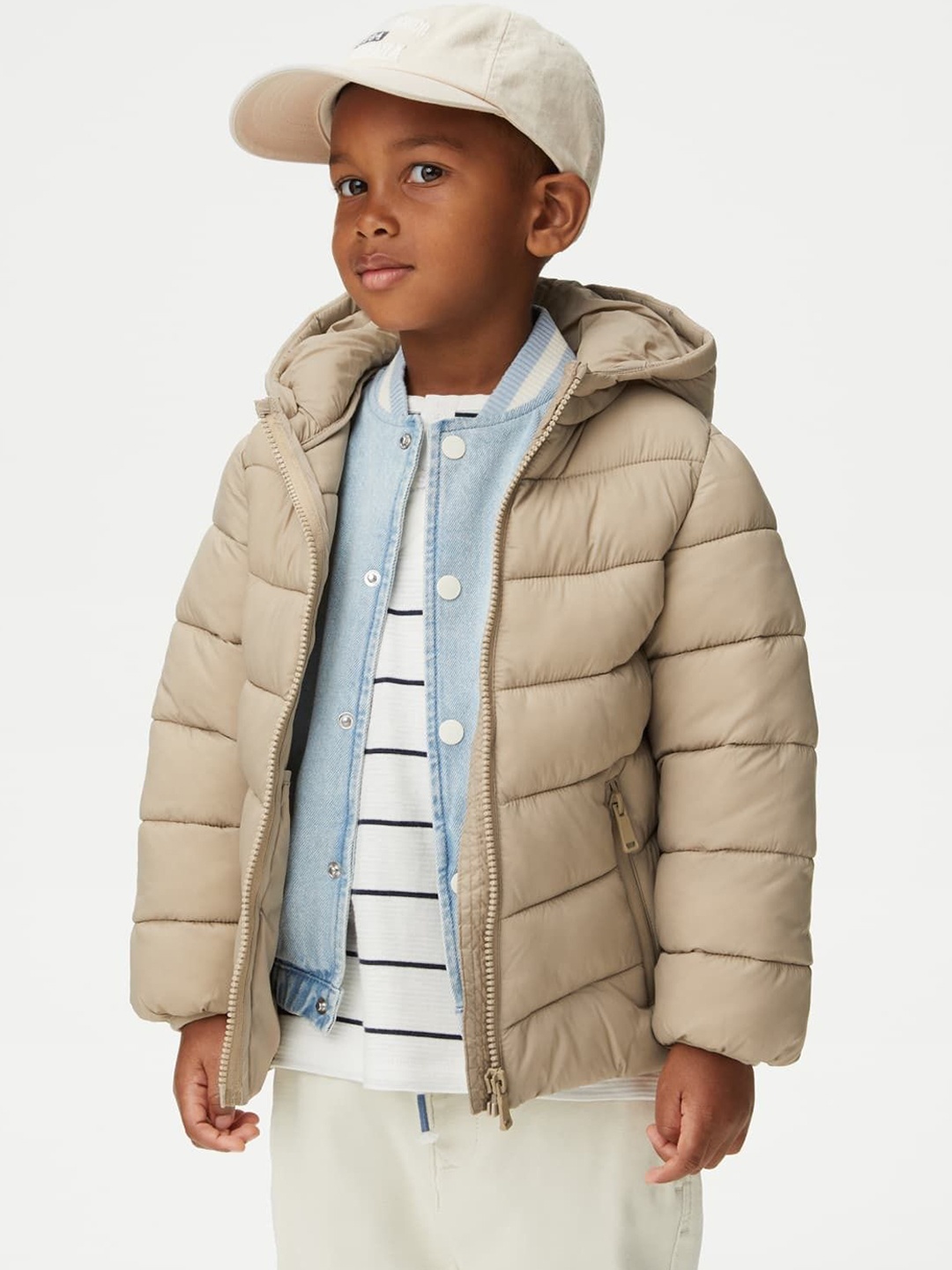 

Marks & Spencer Boys Lightweight Longline Puffer Jacket, Beige