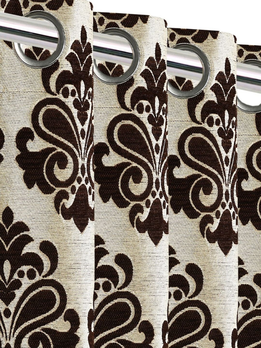 

Saral Home Brown & Off White Ethnic Motifs Woven Design Black Out Door Curtain