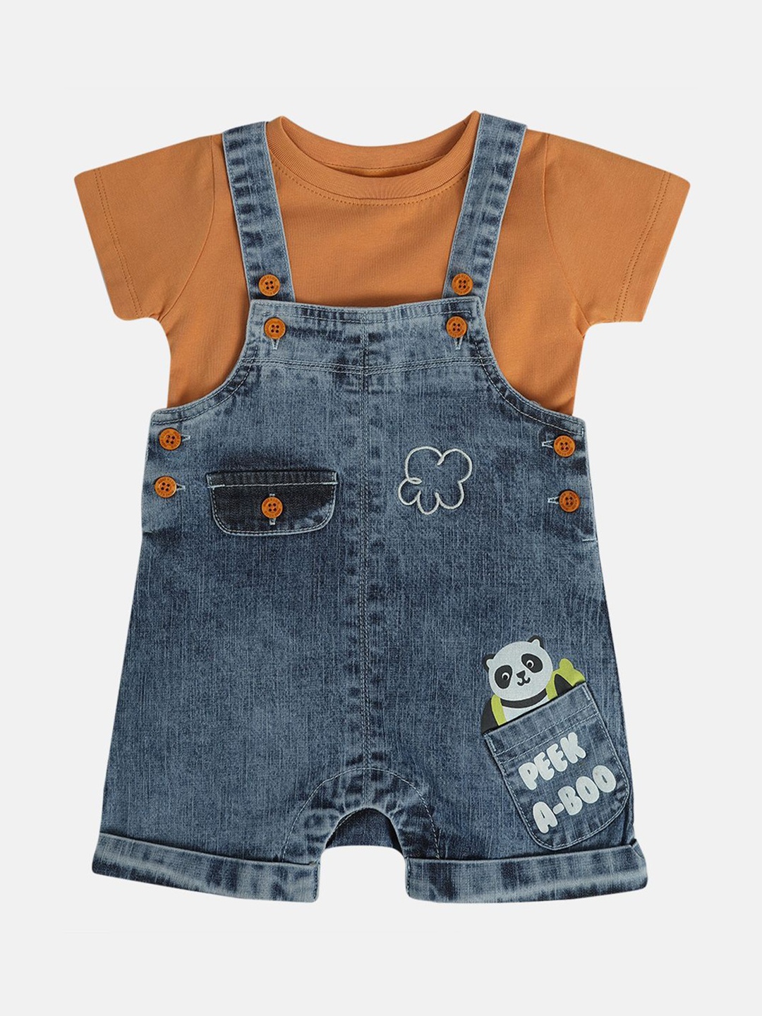 

MINI KLUB Boys Cotton Dungaree With T-Shirt, Blue