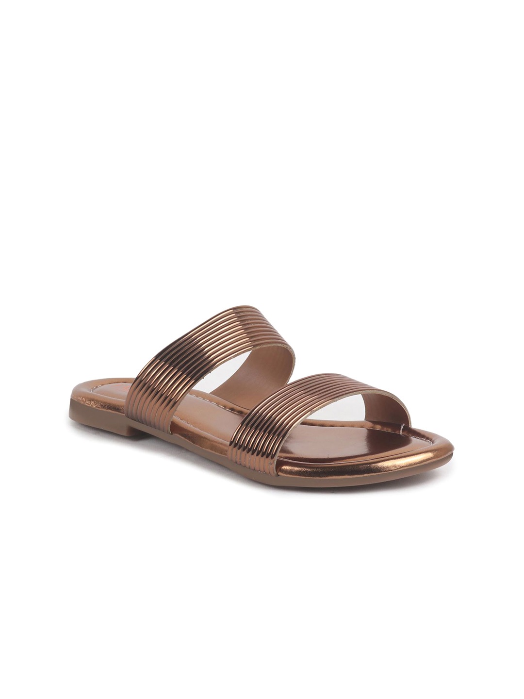 

FAUSTO Women Party Open Toe Flats with Tassels, Copper