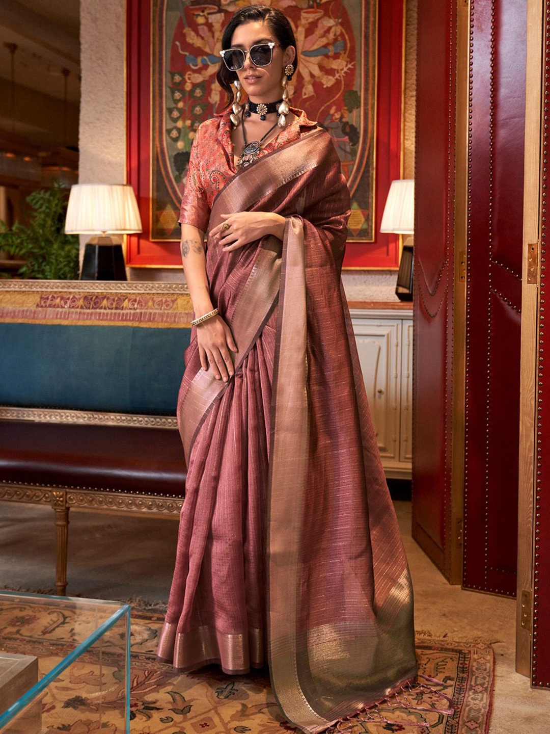 

Mitera Woven Design Zari Uppada Saree, Brown