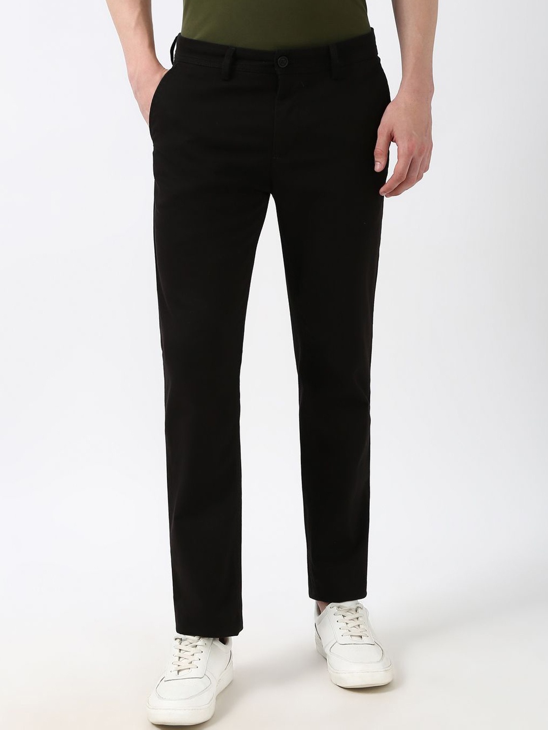 

Peter England Casuals Men Super Slim Fit Trousers, Black
