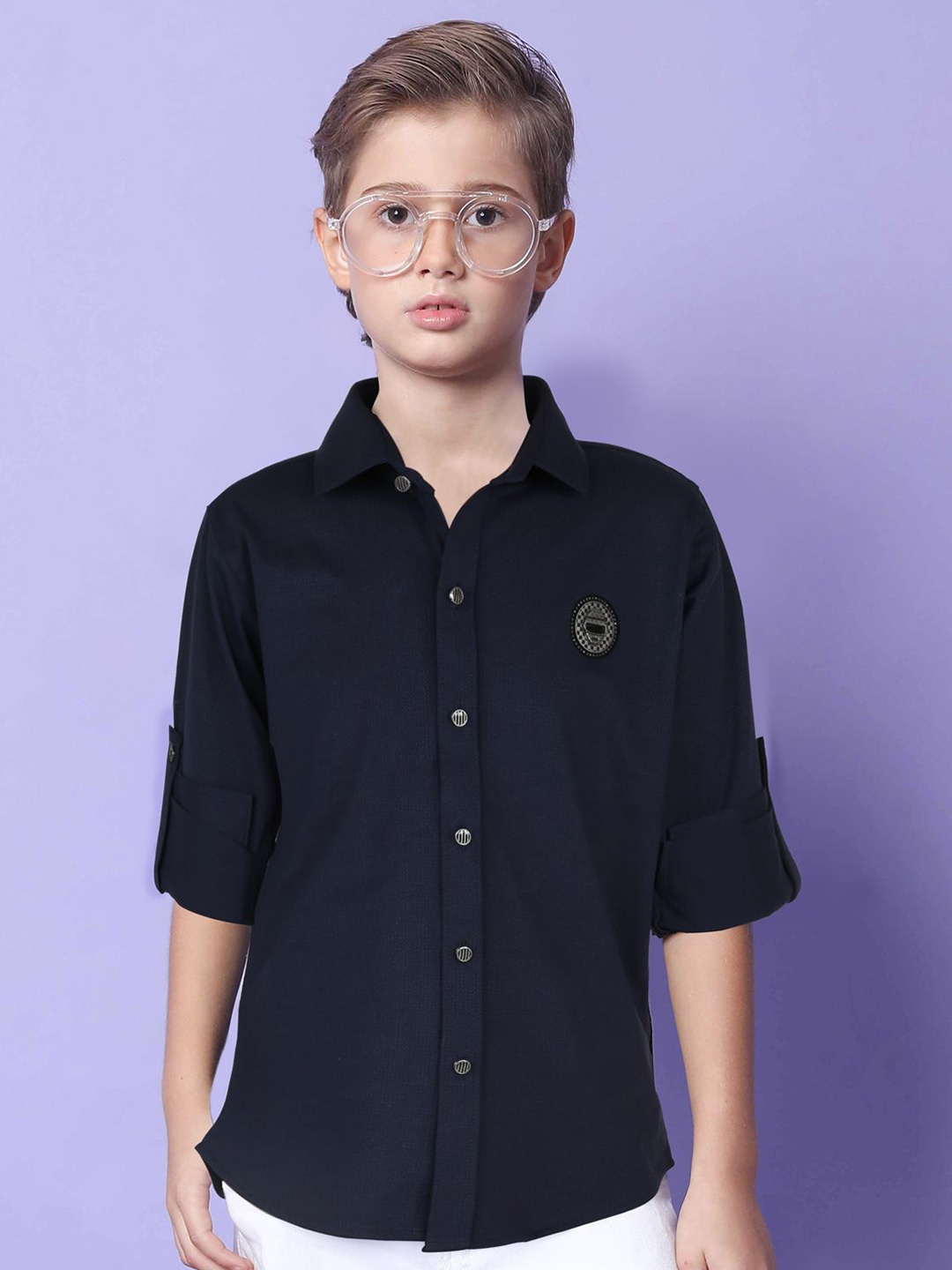 

MashUp Boys Classic Opaque Casual Shirt, Navy blue