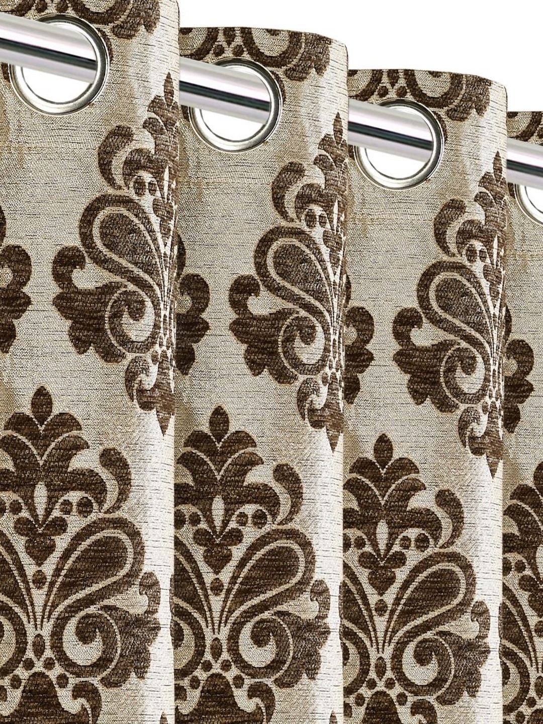 

Saral Home Brown & Off White Ethnic Motifs Printed Black Out Long Door Curtain