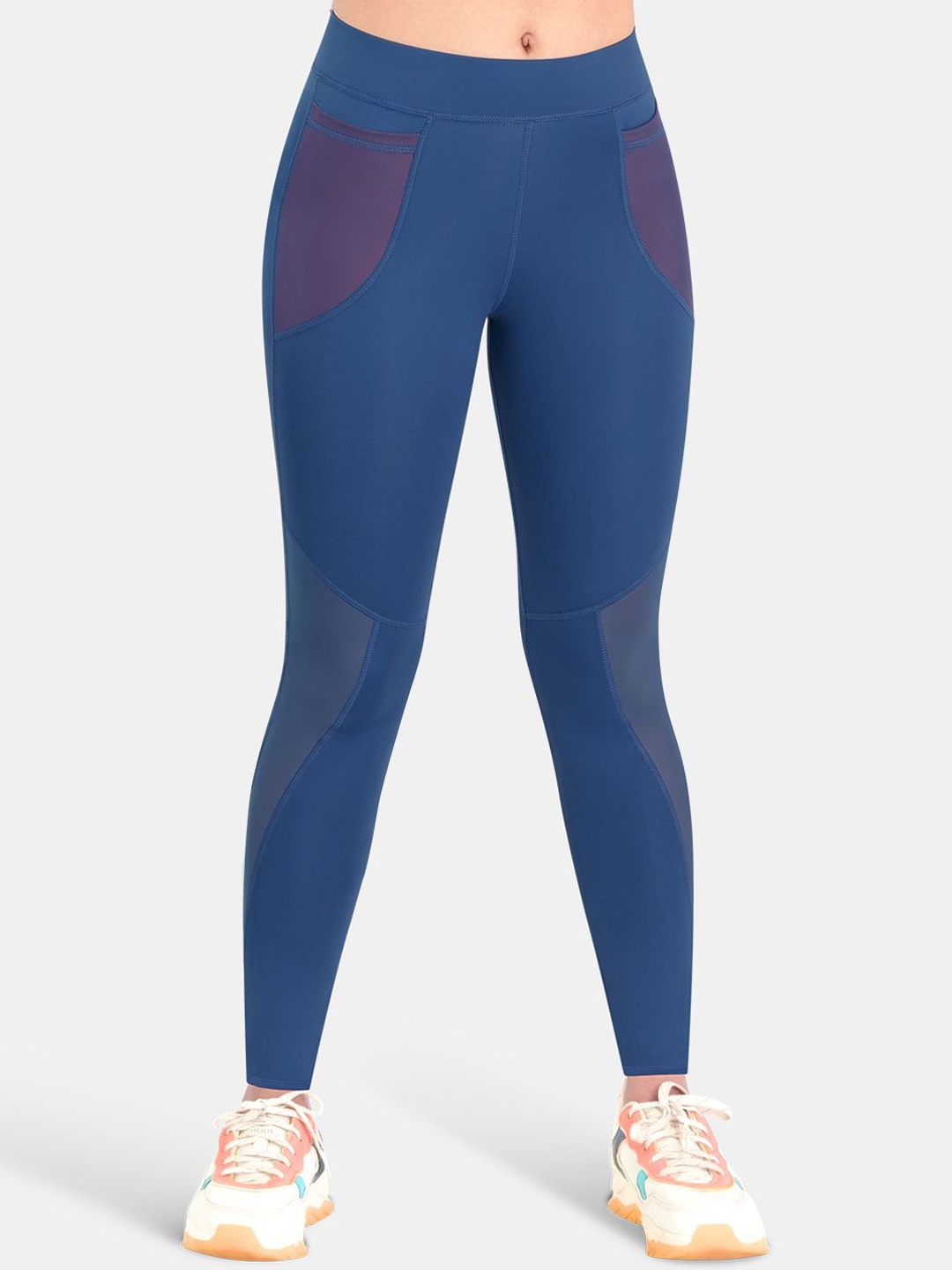 

Dermawear Women High Waist Skin Fit Ankle Length Tights, Blue