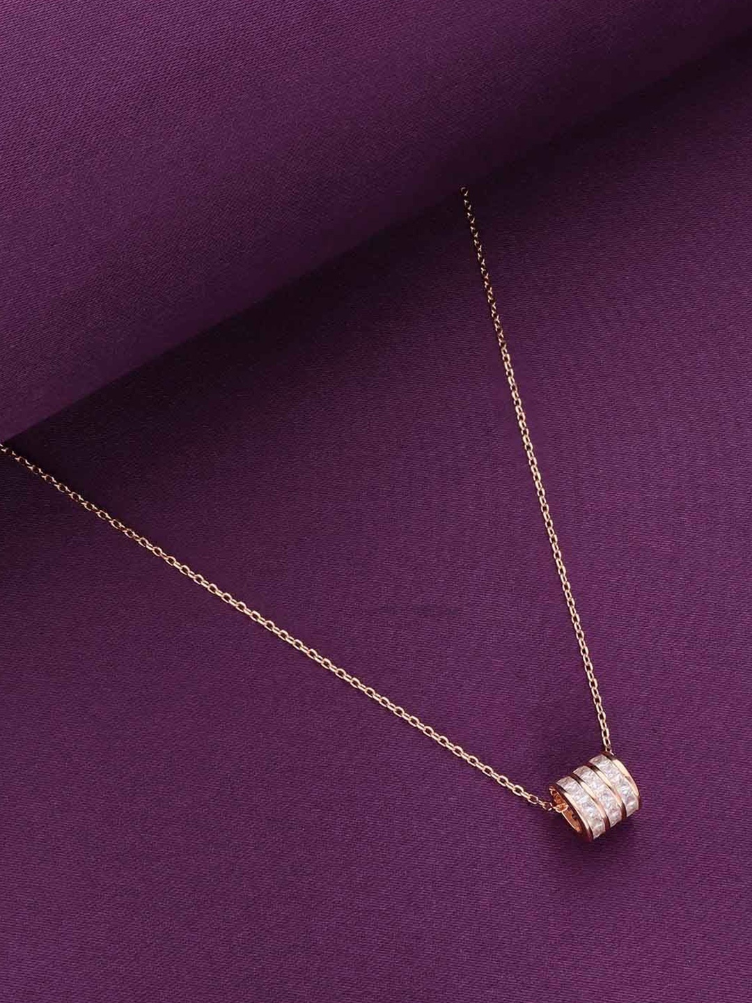 

KAI JEWEL 925 Sterling Silver Rose Gold-Plated Cubic Zirconia Studded Necklace