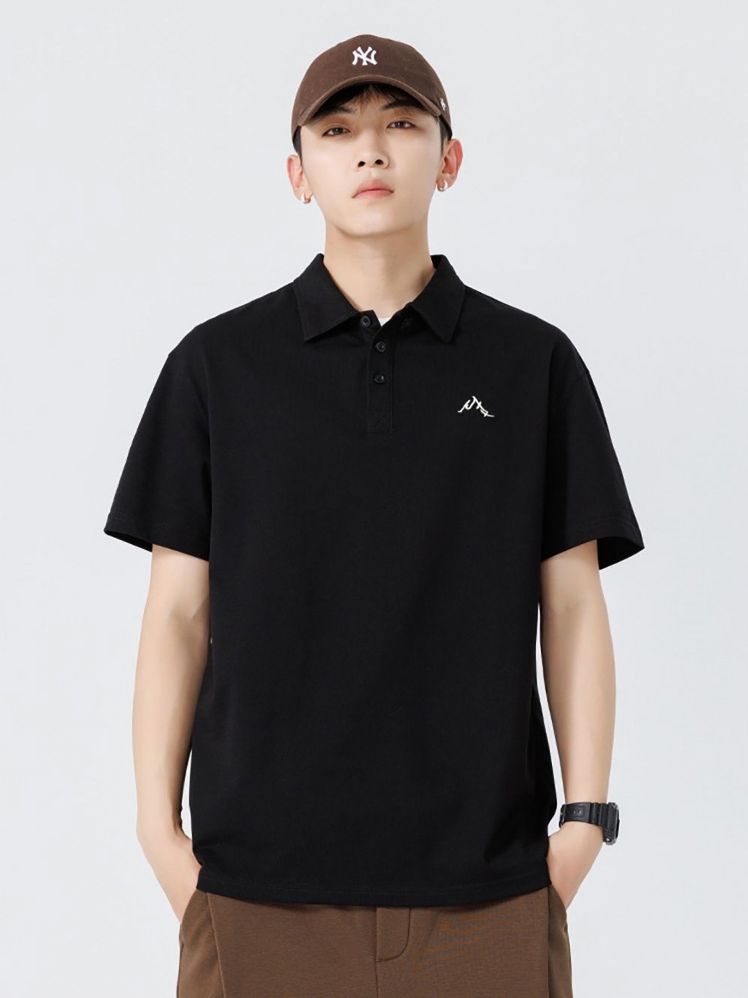 

StyleCast x Revolte Men Solid Polo Collar Cotton T-shirt, Black