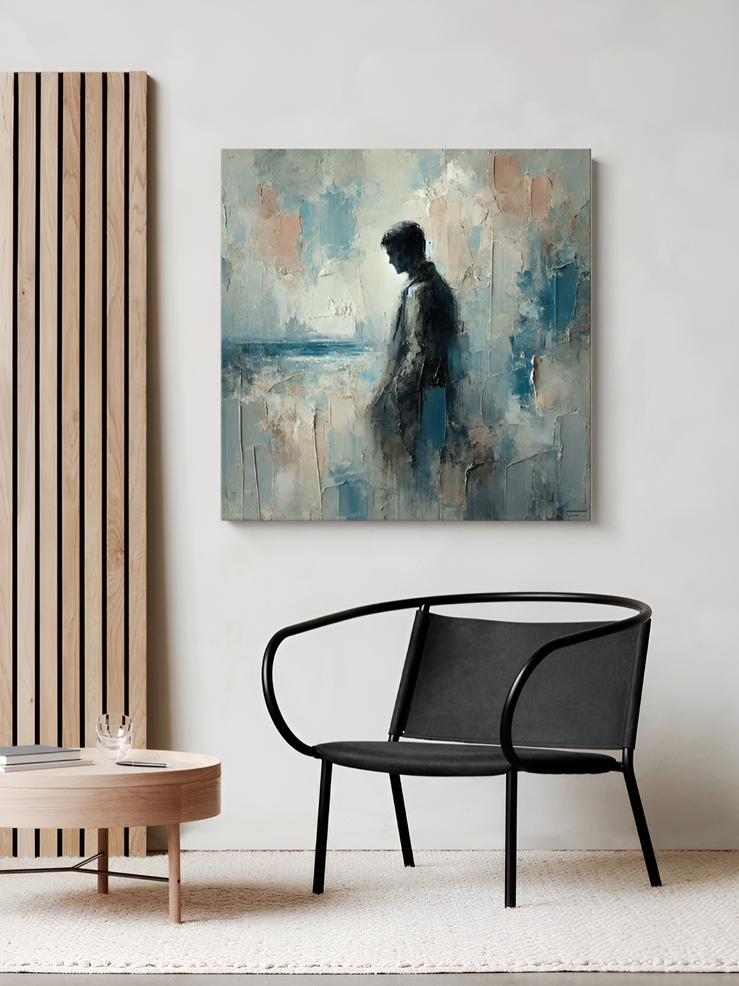 

999Store Blue & Black Man Silhouette Printed Canvas Painting Wall Art