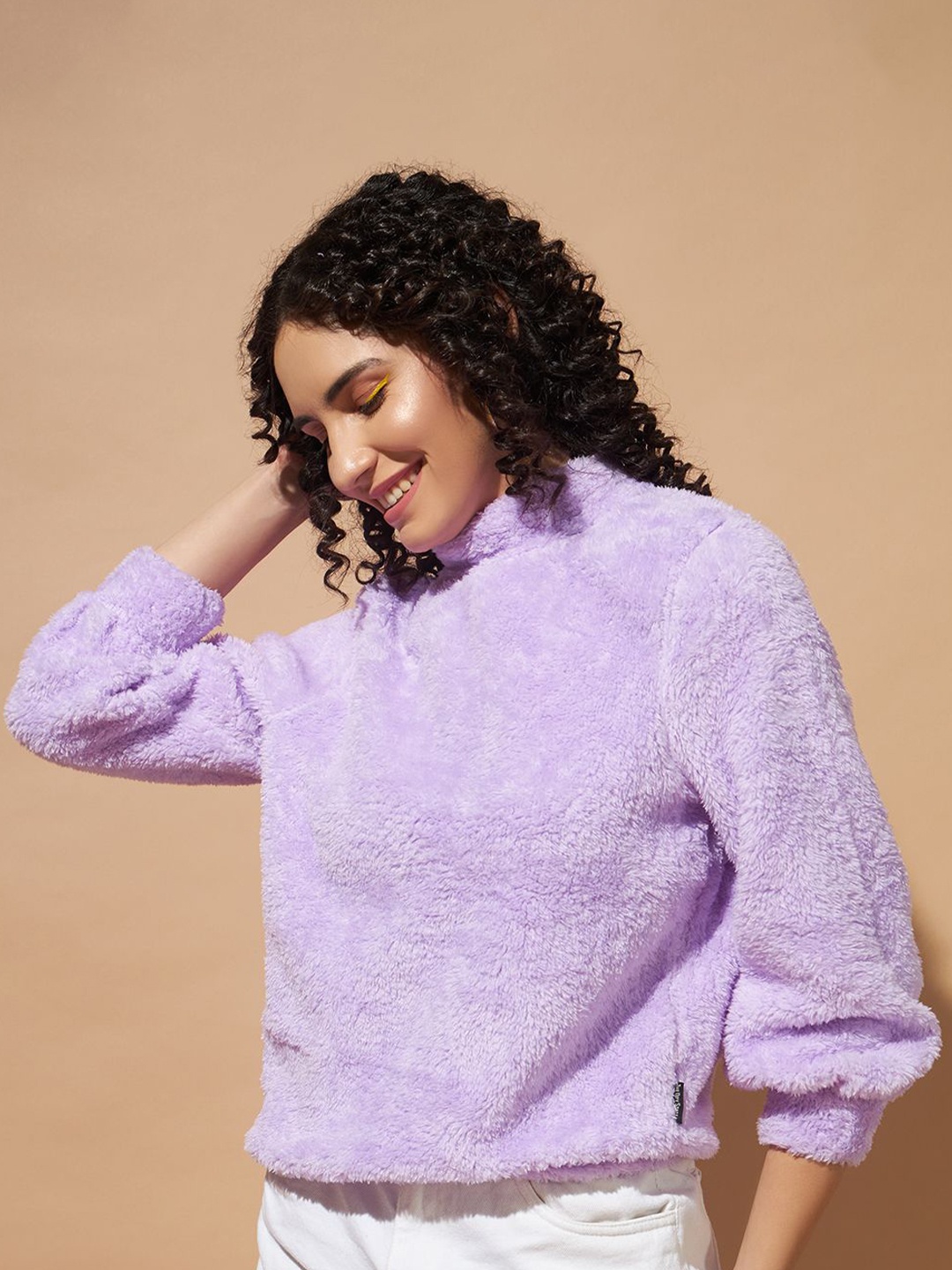 

The Dry State Women High Neck Pullover Sweaters, Violet