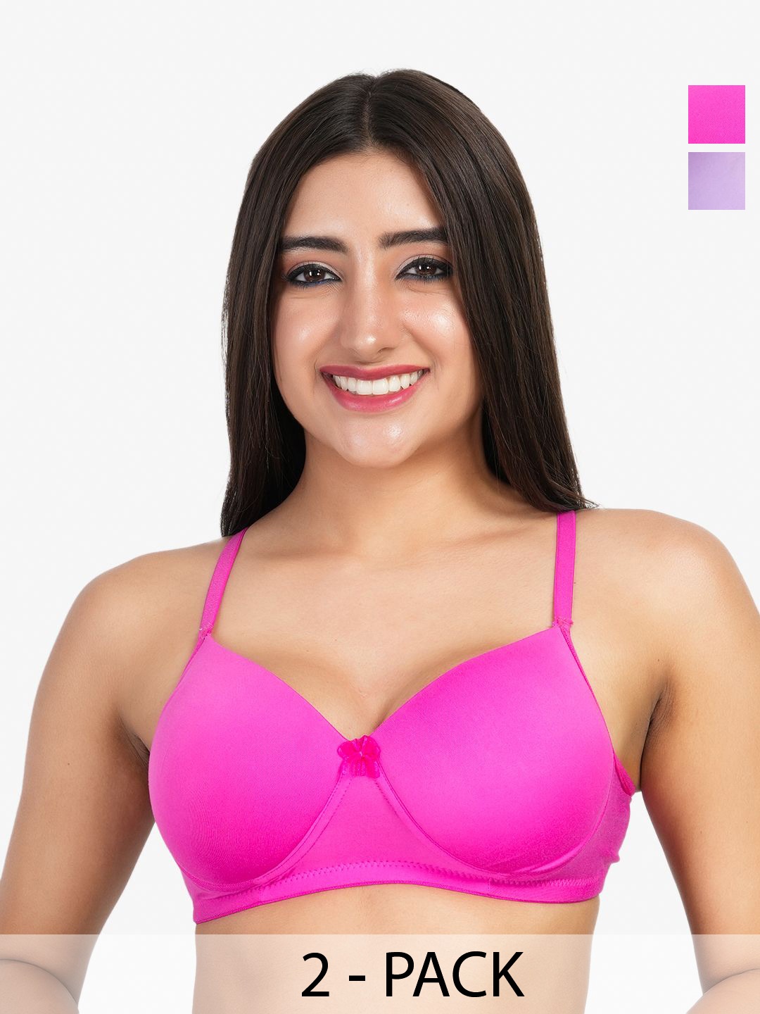 

LADYLAND Women Pack Of 2 Full Coverage Lightly Padded Bra, Magenta